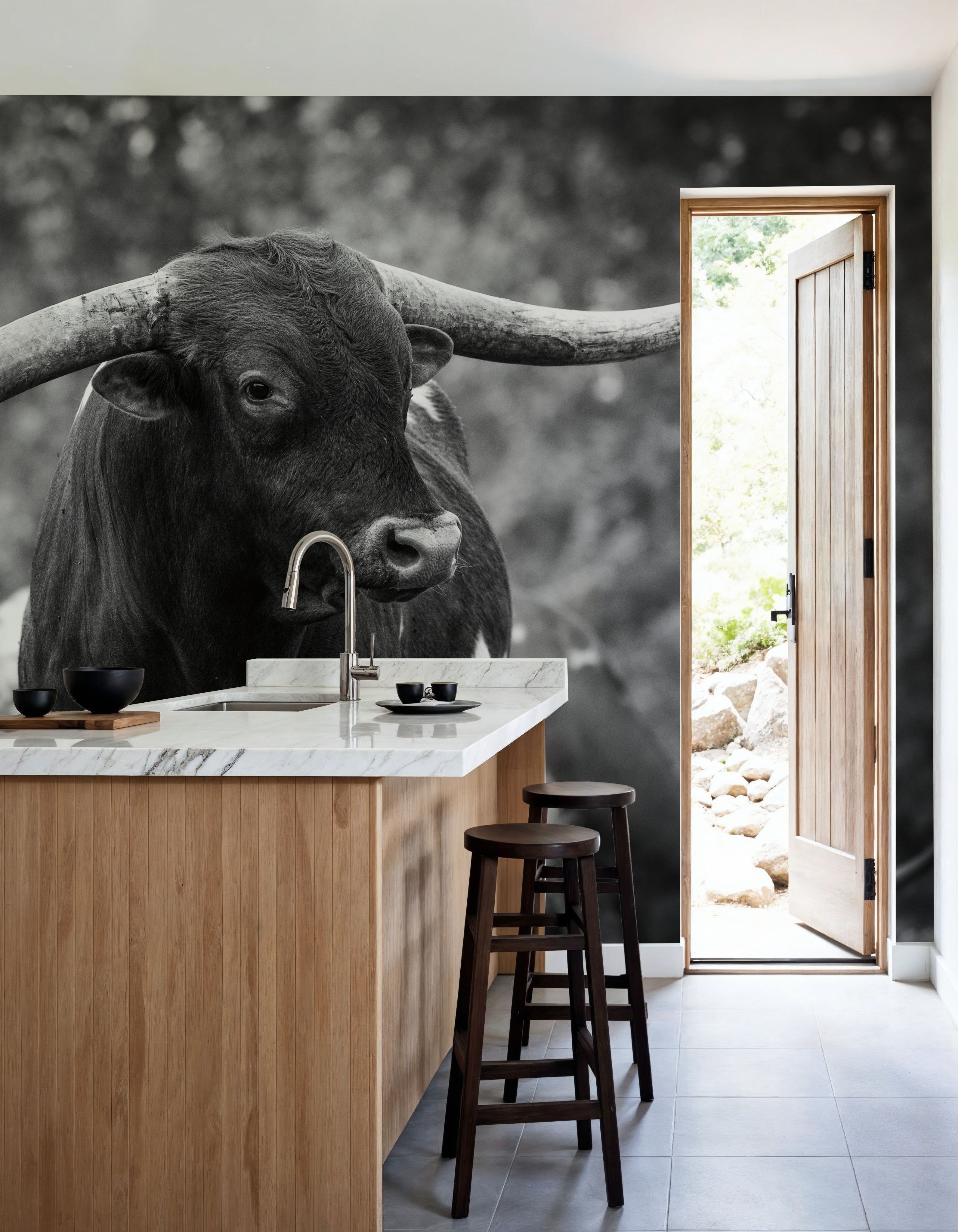 Longhorn Gaze I BW