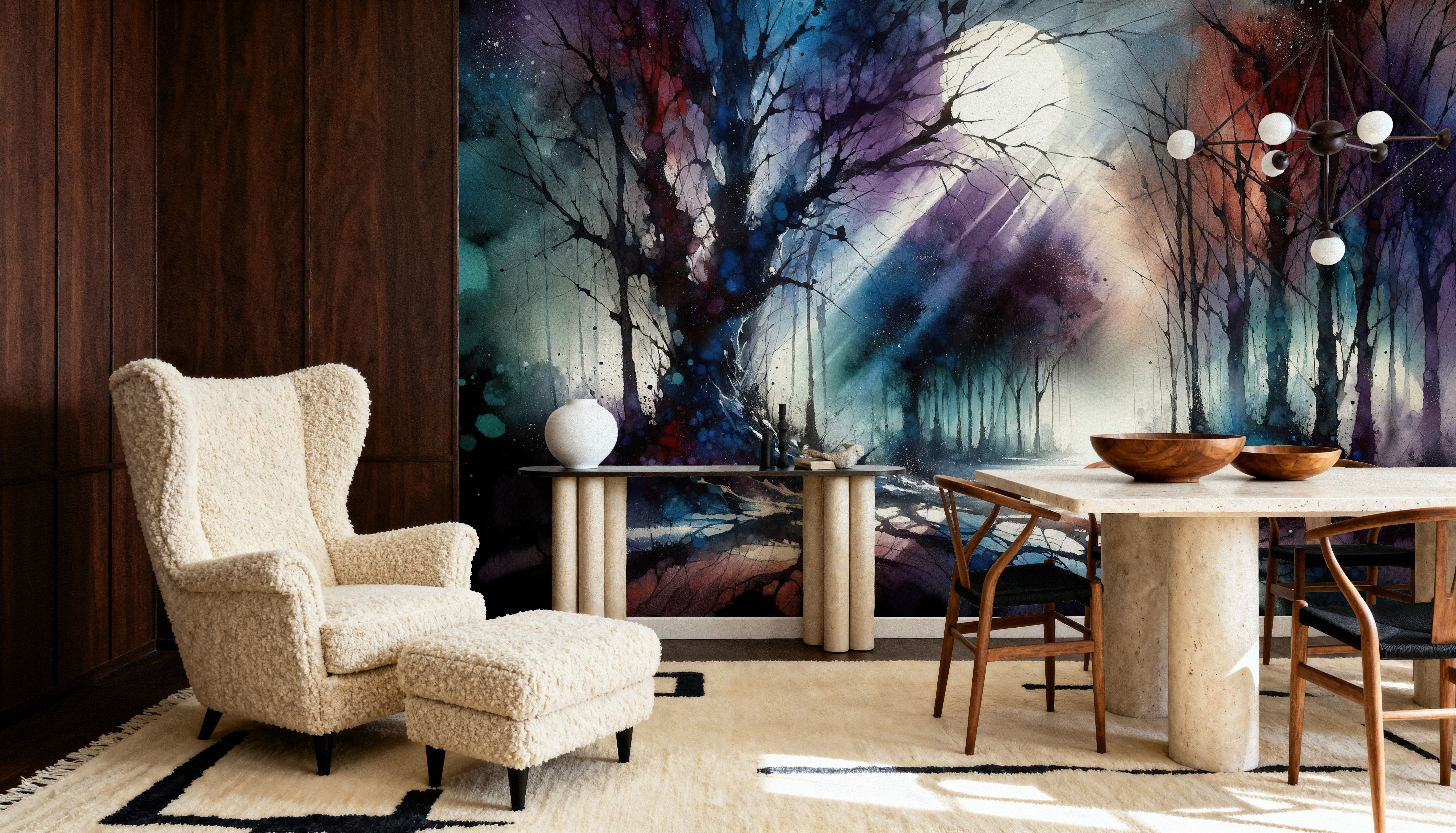 Mystical Moonlit Forest Scene