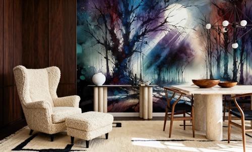 Mystical Moonlit Forest Scene