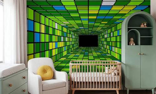 Retro Game Tunnel, Vibrant Green