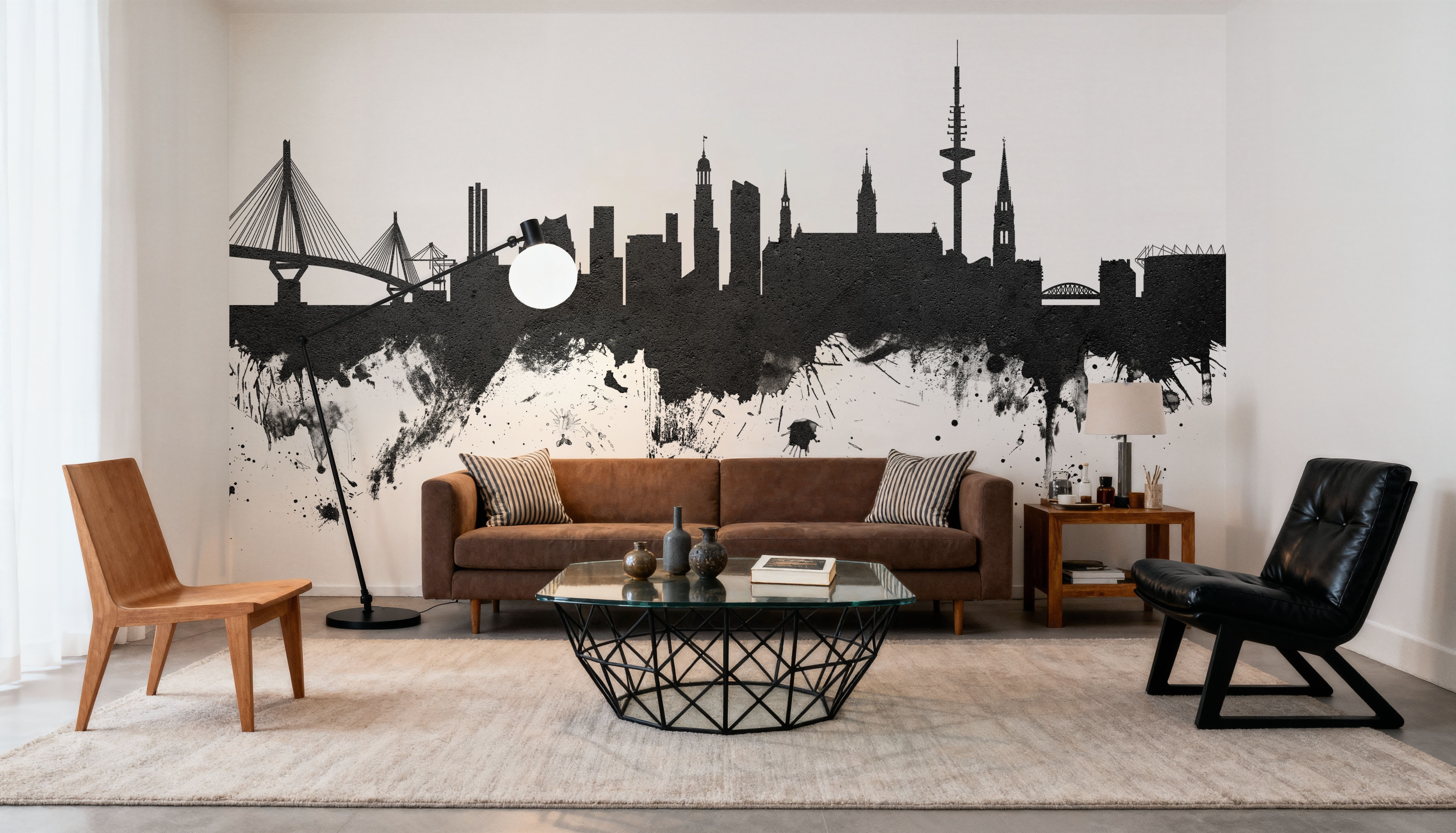 Hamburg Germany Skyline Black & White