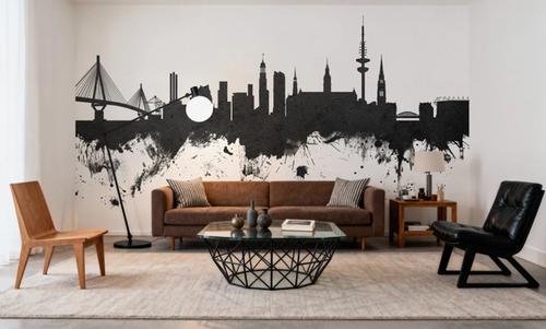 Hamburg Germany Skyline Black & White