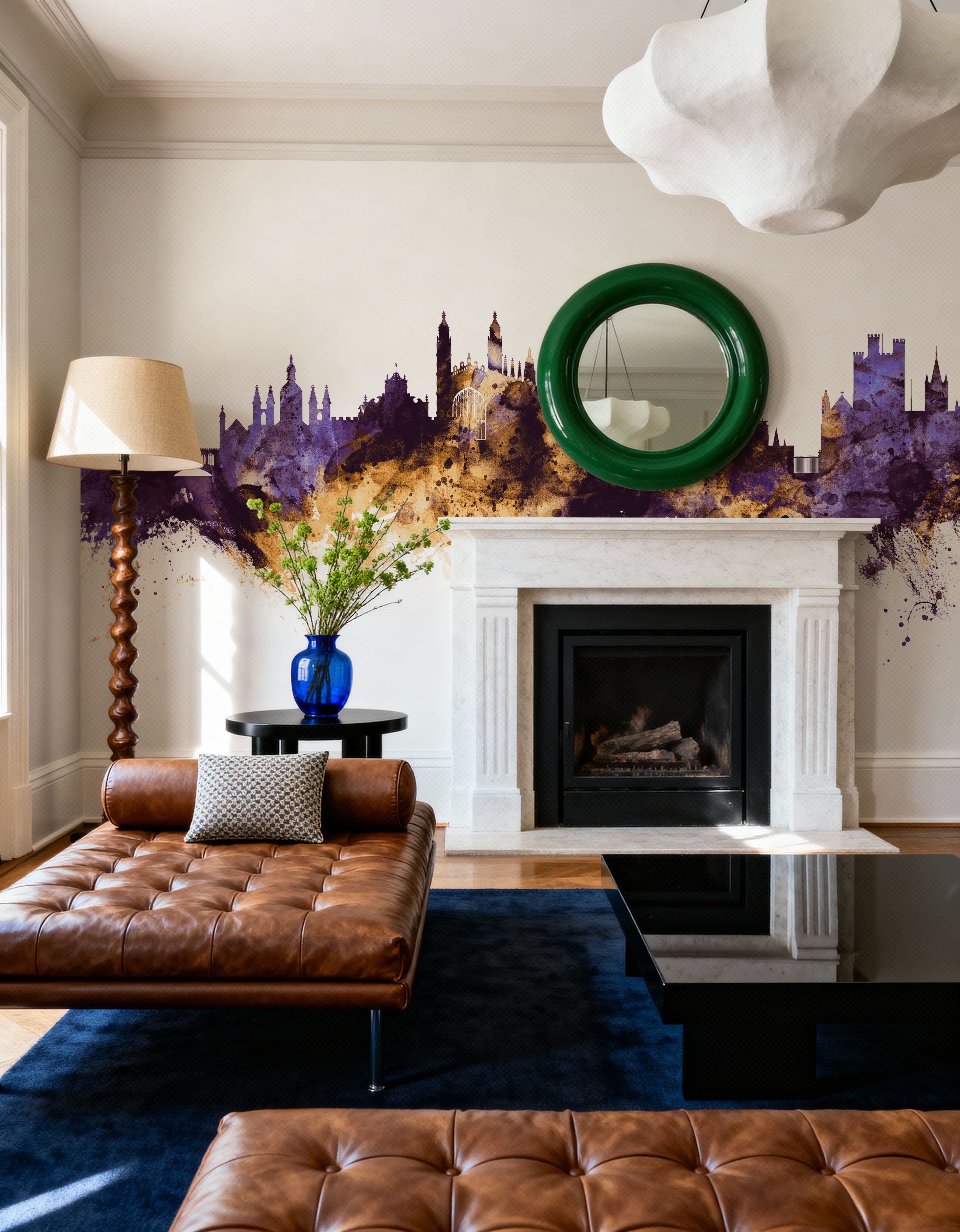 Cambridge England Skyline Purple & Gold