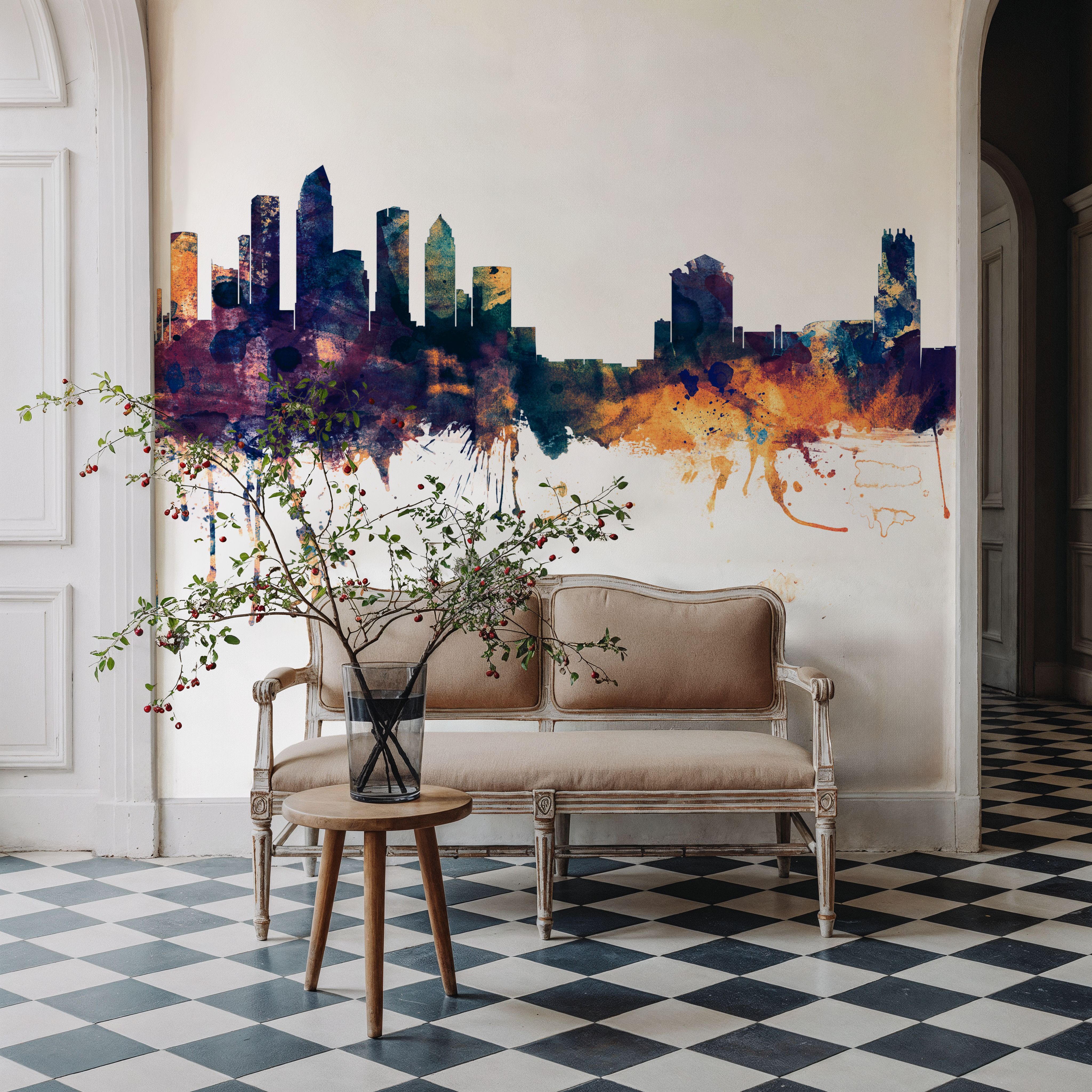 Tampa Florida Skyline Blue & Bronze