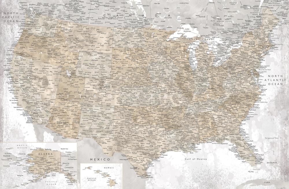 US Map Detailed - Kacia