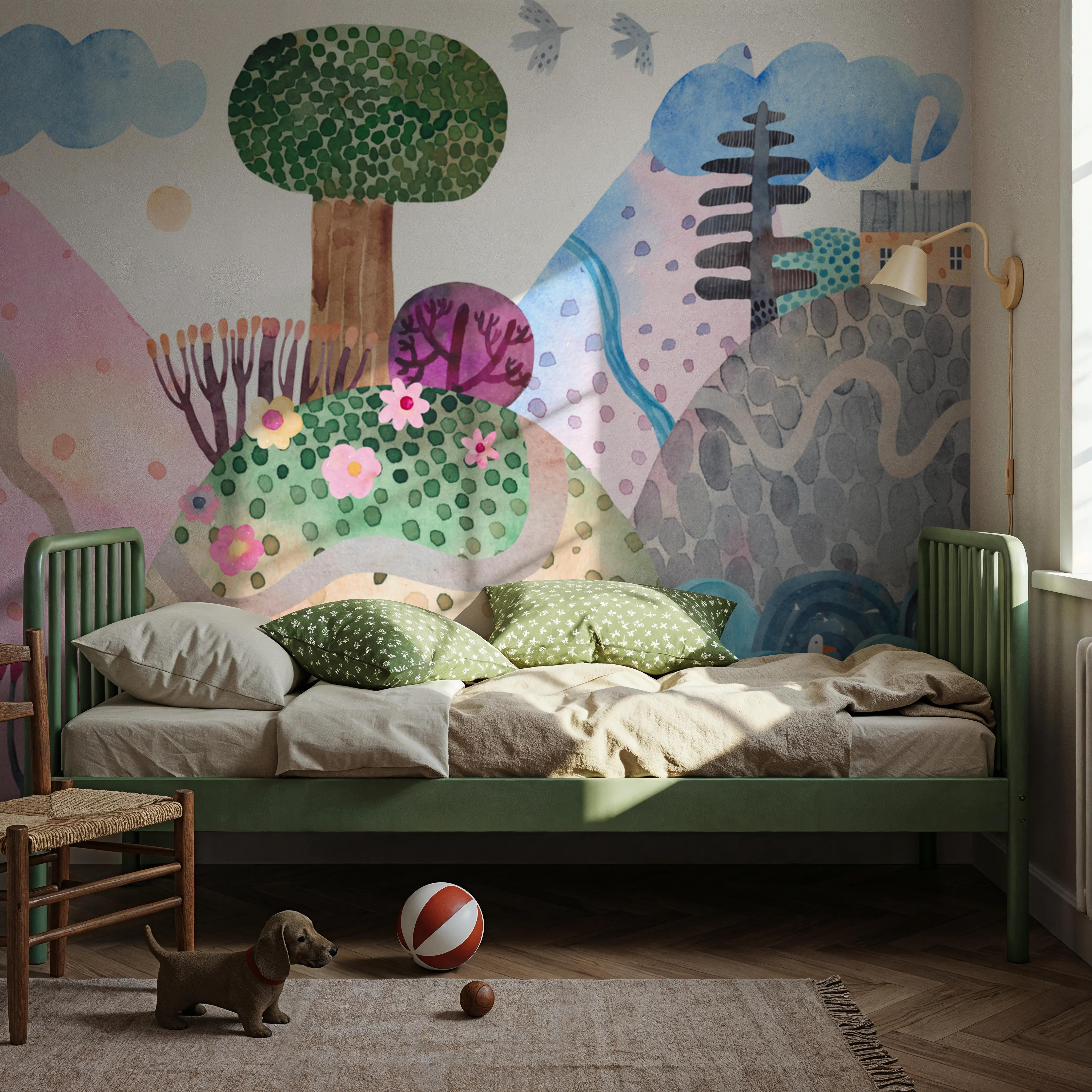 Wall Mural - Roadtrip Adventure - Graphics mural wallpaper - Blue - Kids' Room - Wallism UK - Peel & Stick or Paste-the-Wall