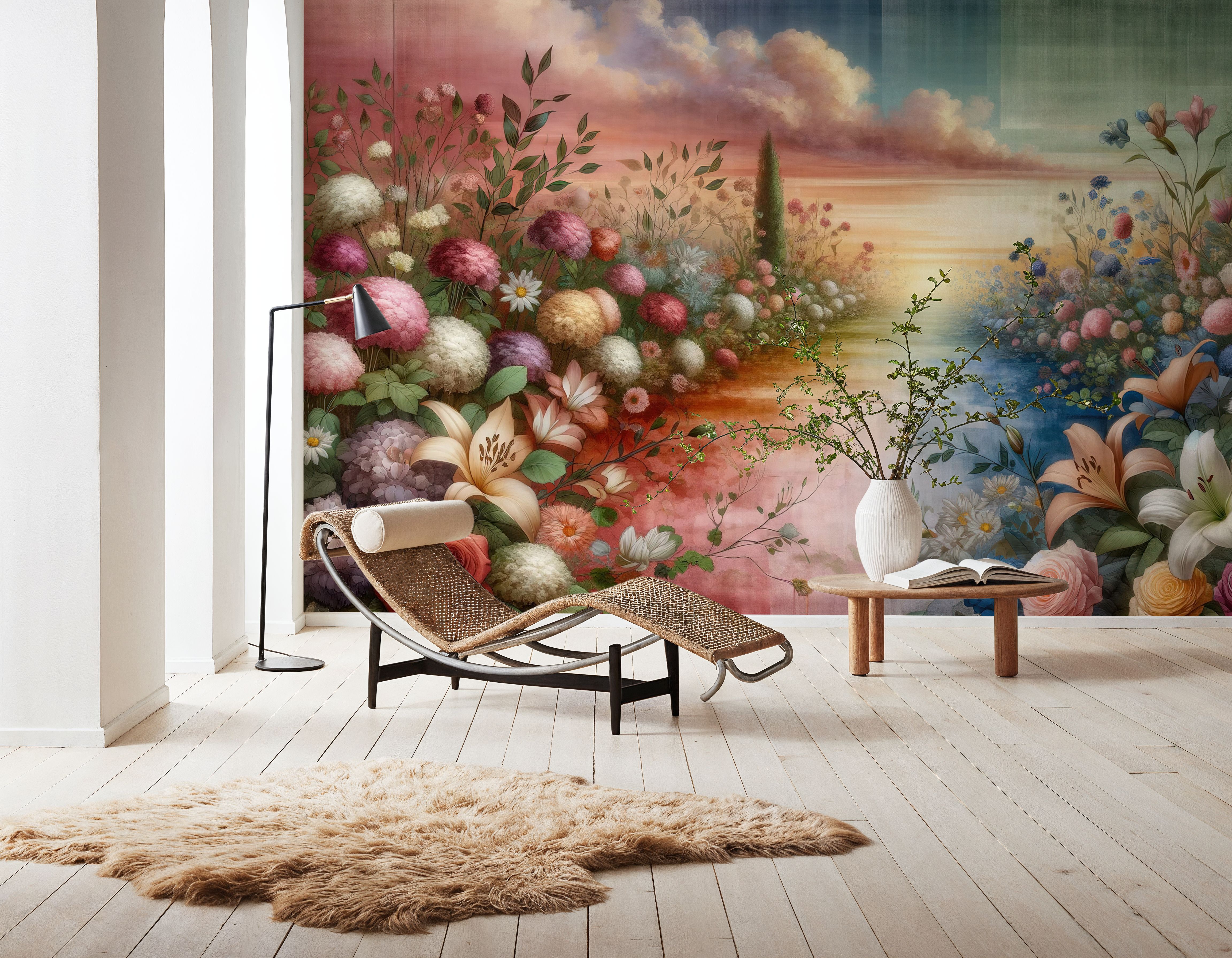 Watercolor Floral Path