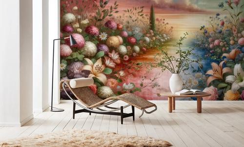 Watercolor Floral Path