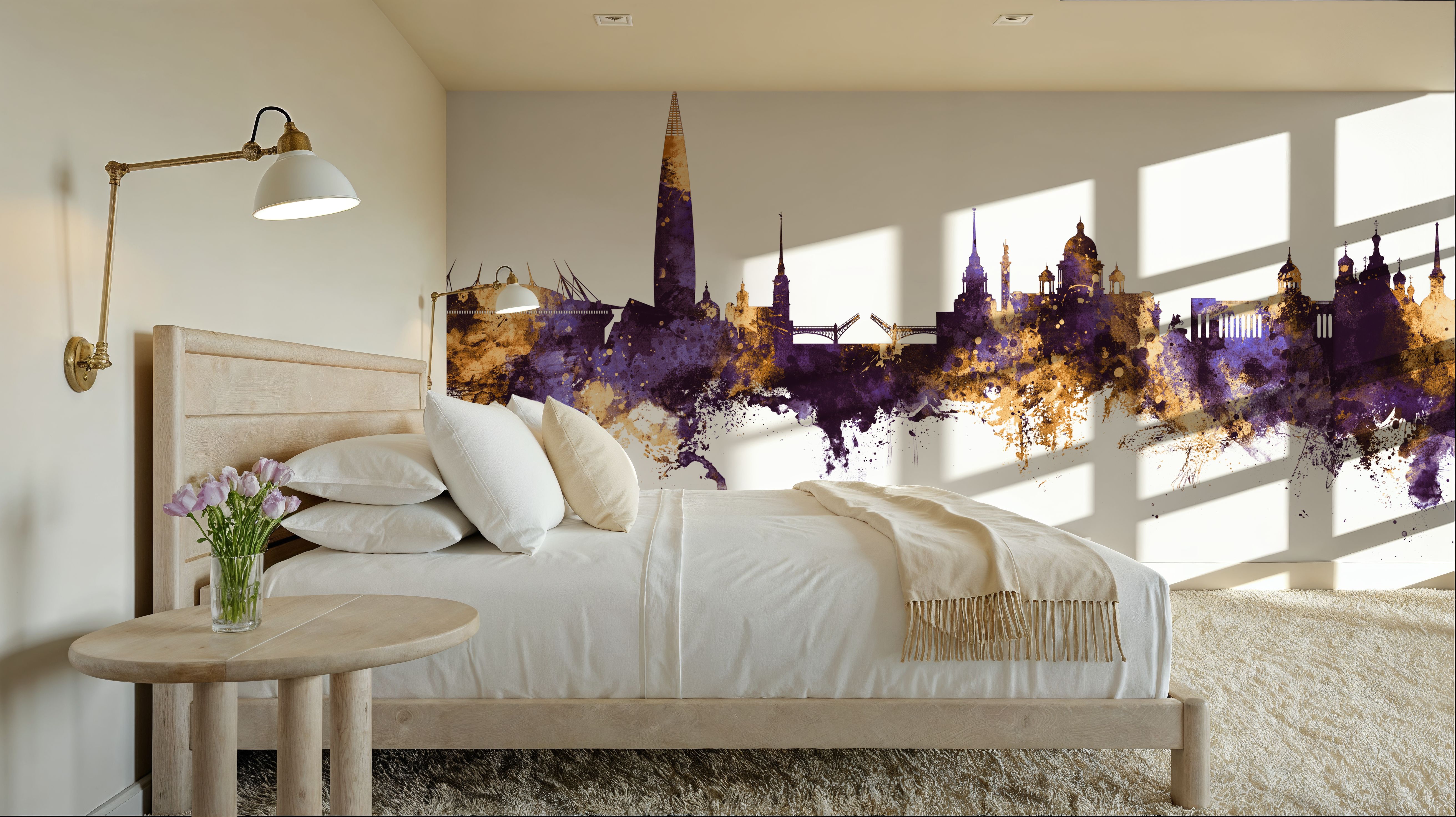 St Petersbug Russia Skyline Purple & Gold