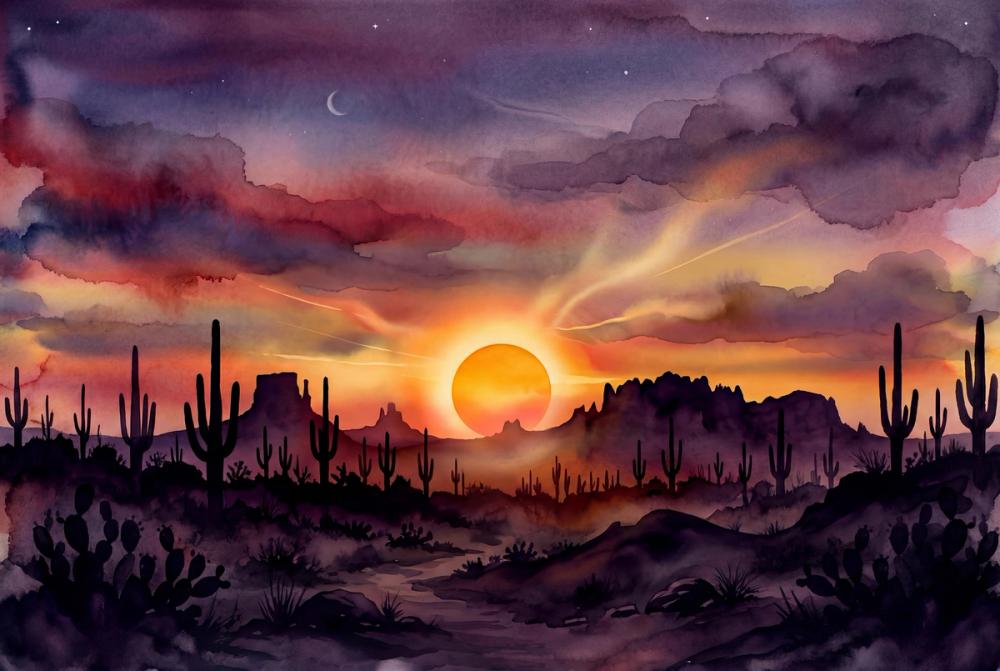 Arizona Sunset - Landscape Watercolor Series
