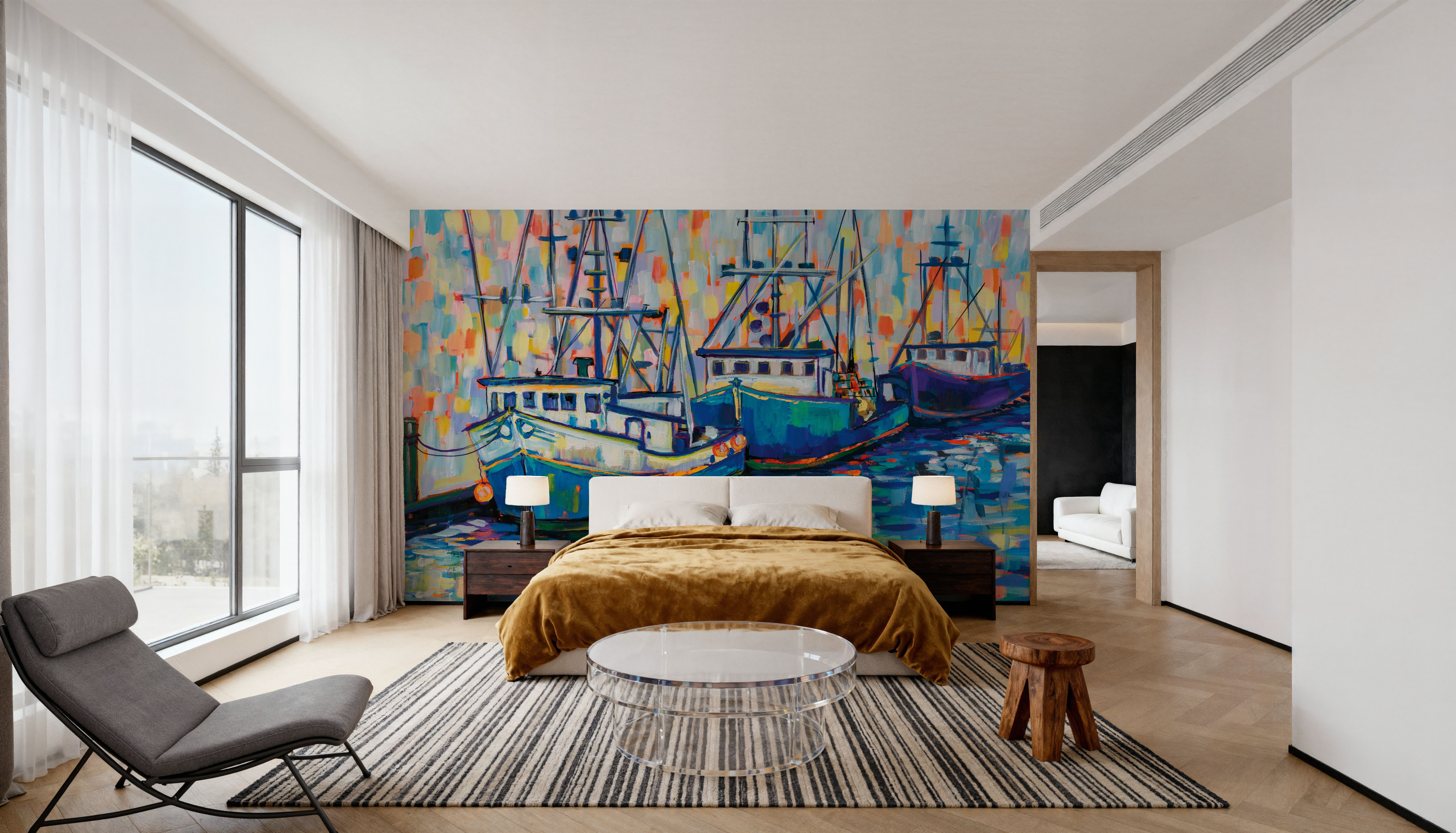 Boats in Harbor, Wallpaper