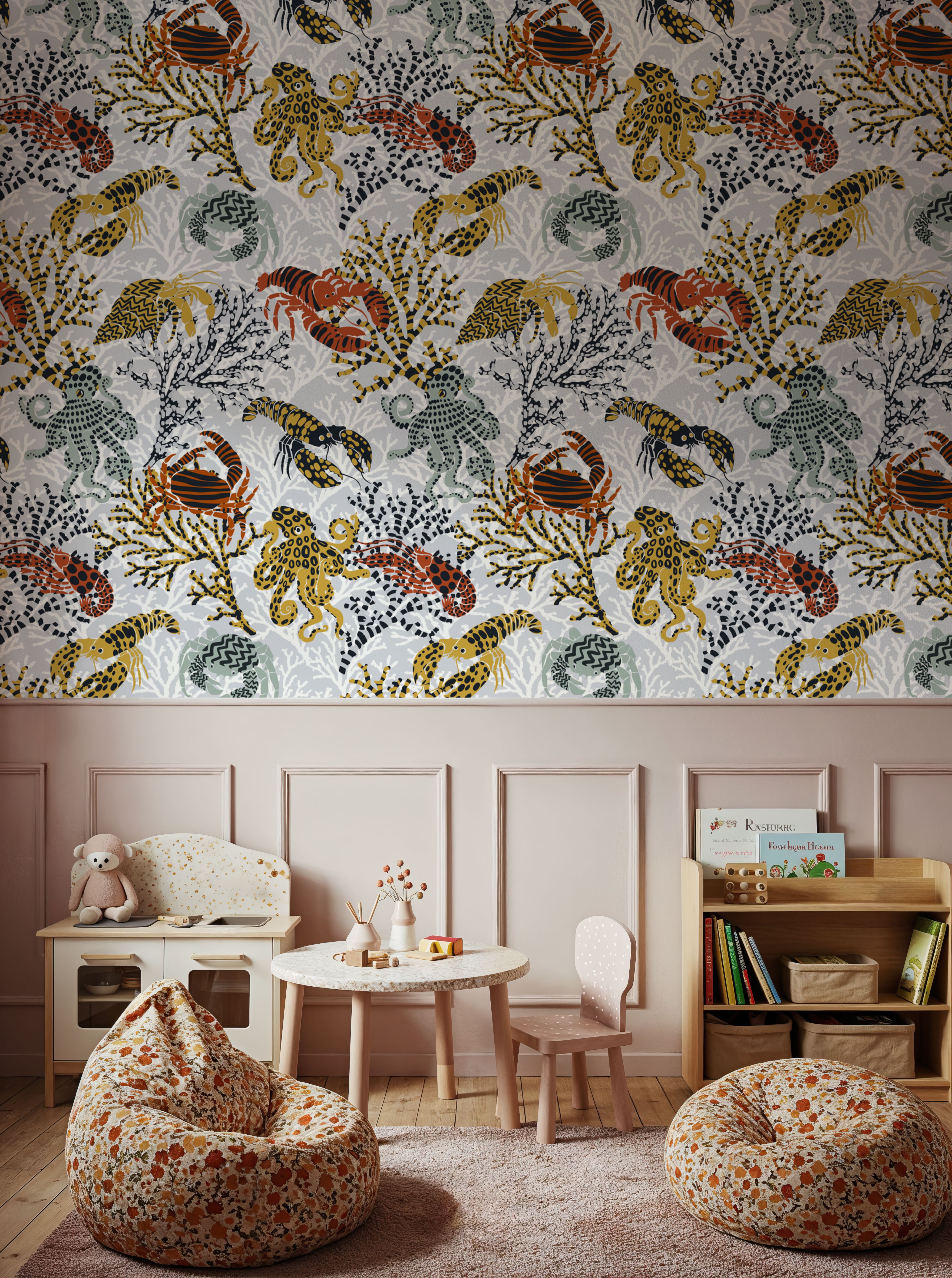 Vibrant Coral Reef, Grey
