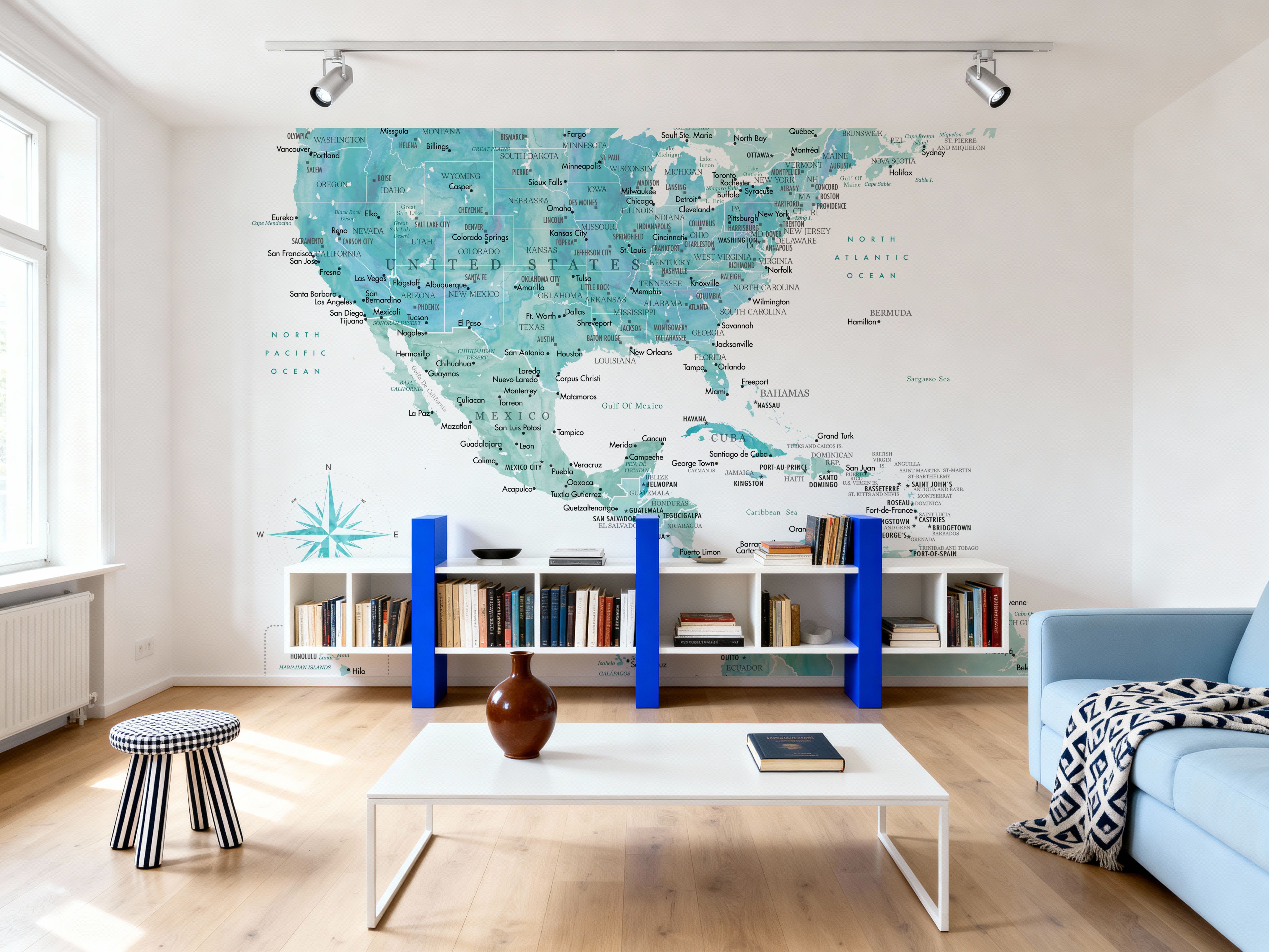 US Mexico Caribbean Map - Aquamar