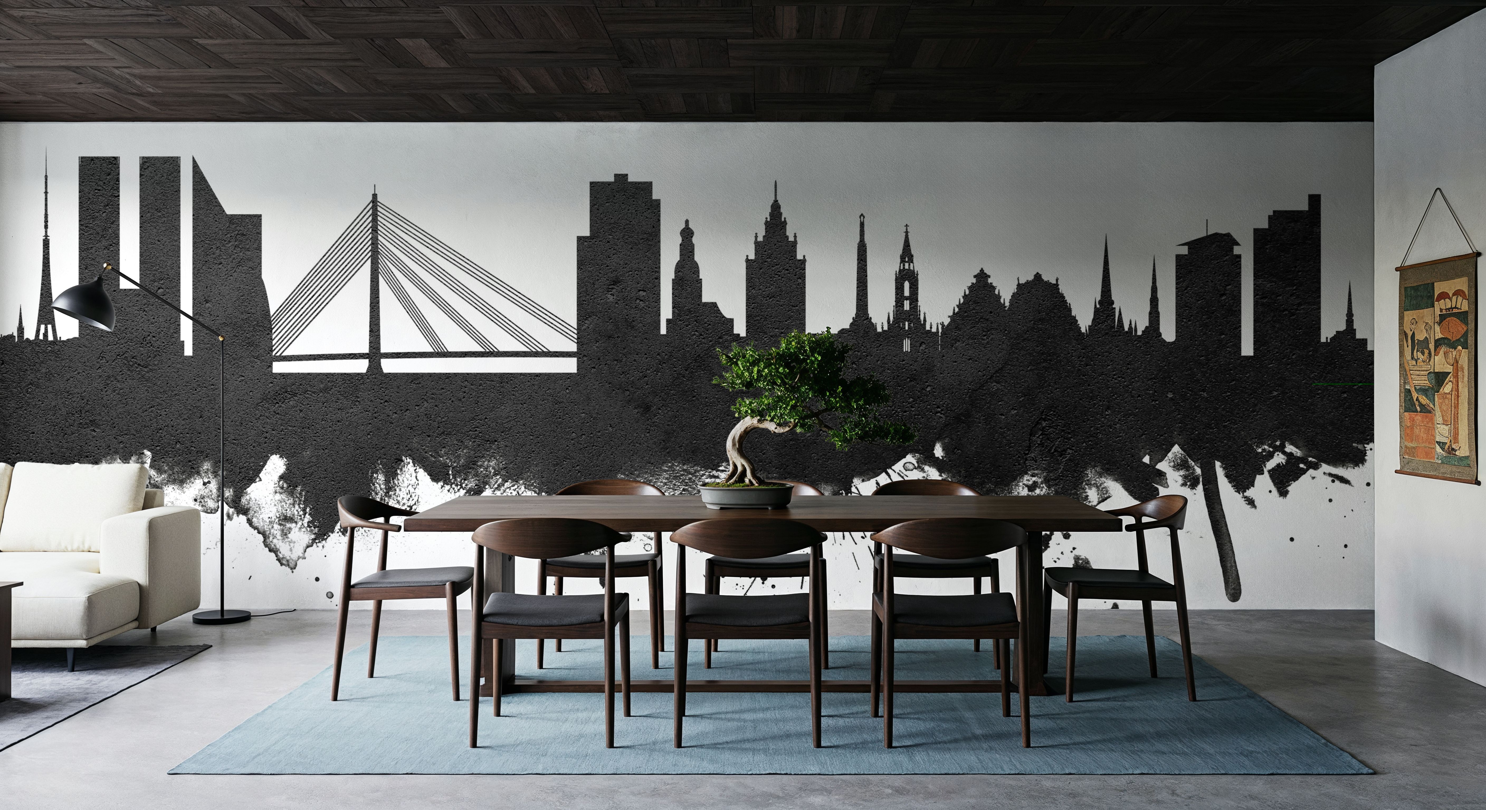 Riga Latvia Skyline Black & White