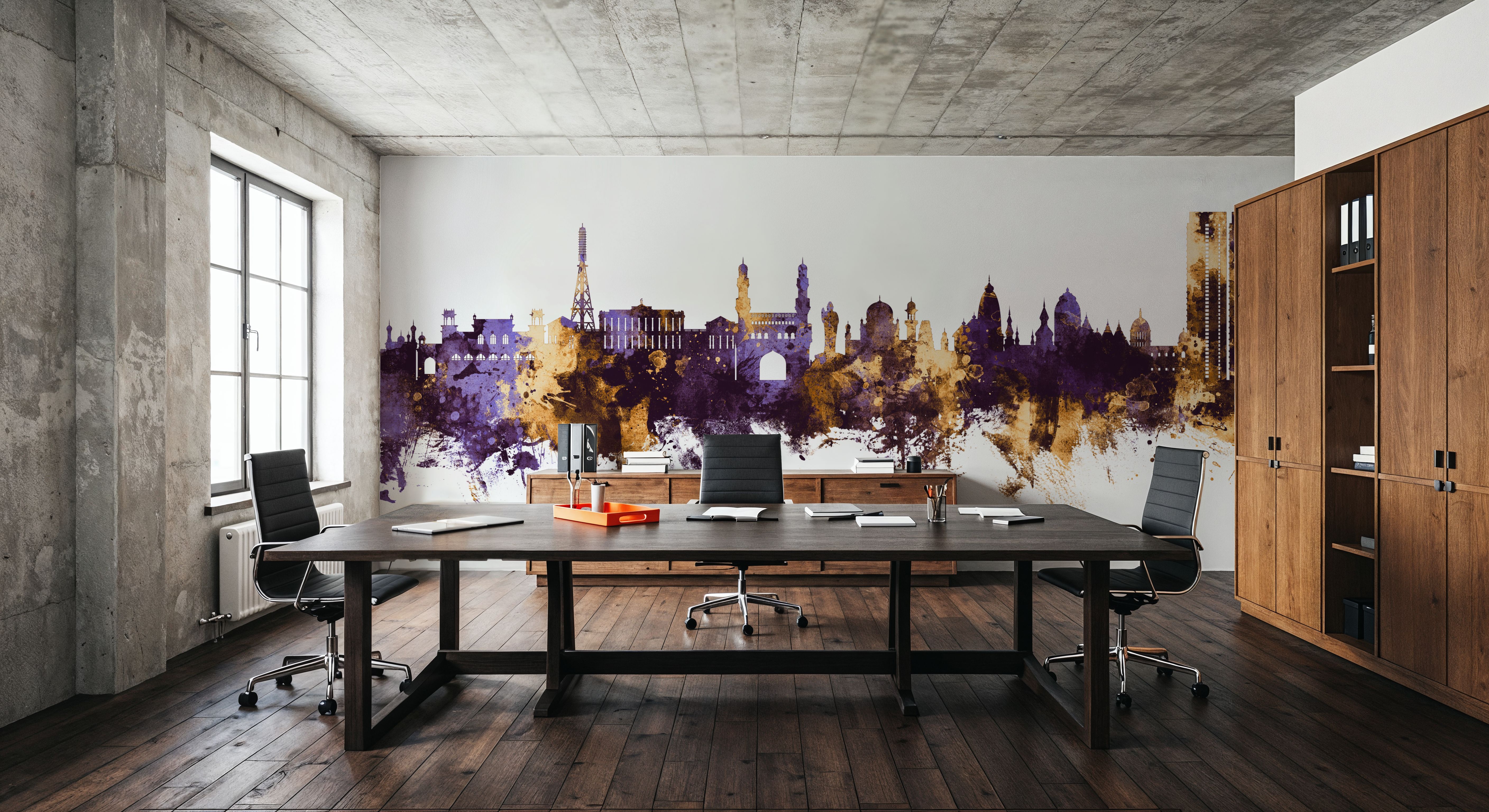 Hyderabad Skyline Purple & Gold