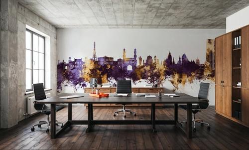 Hyderabad Skyline Purple & Gold