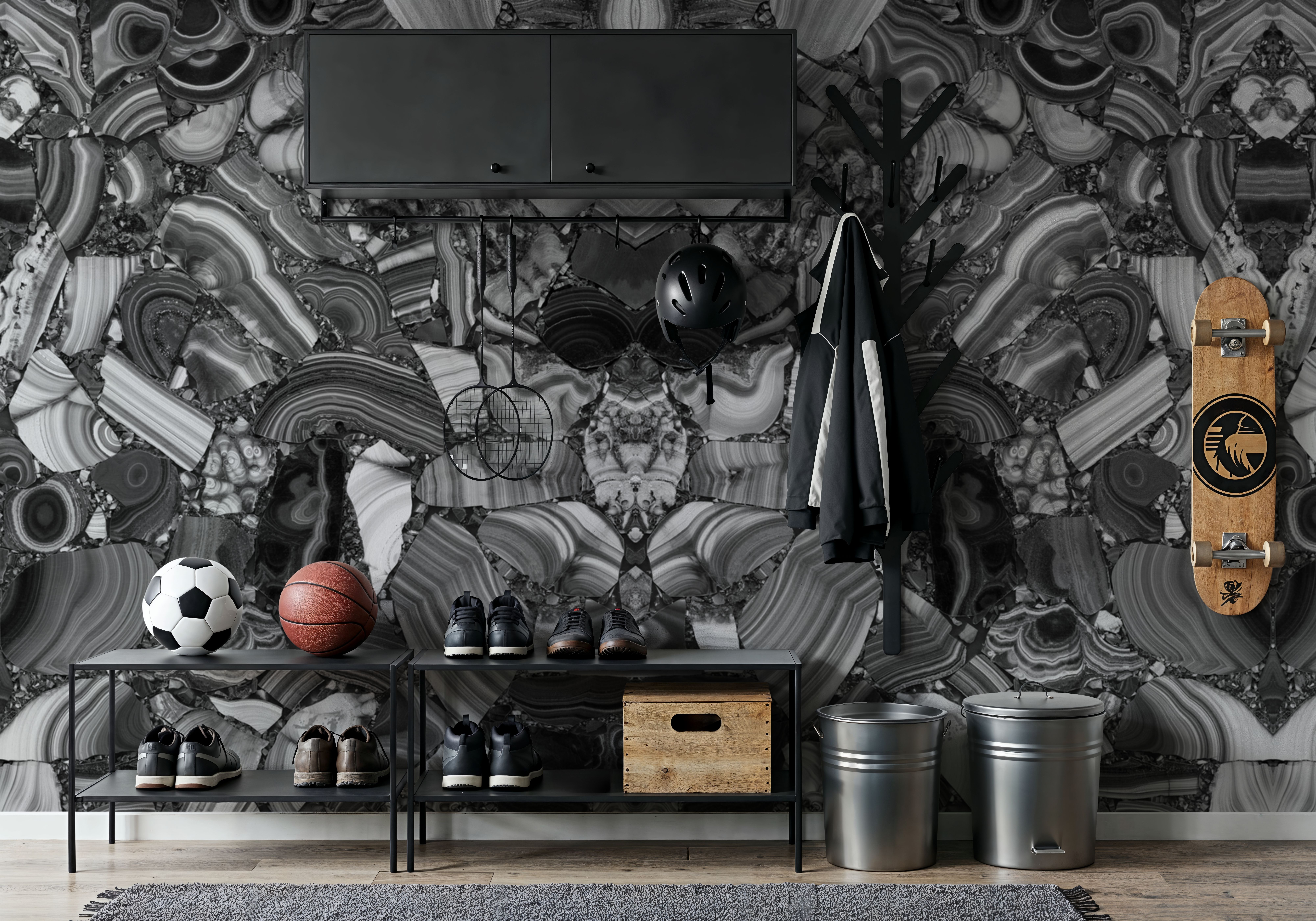 Malachite Vortex, Gray, Papier peint