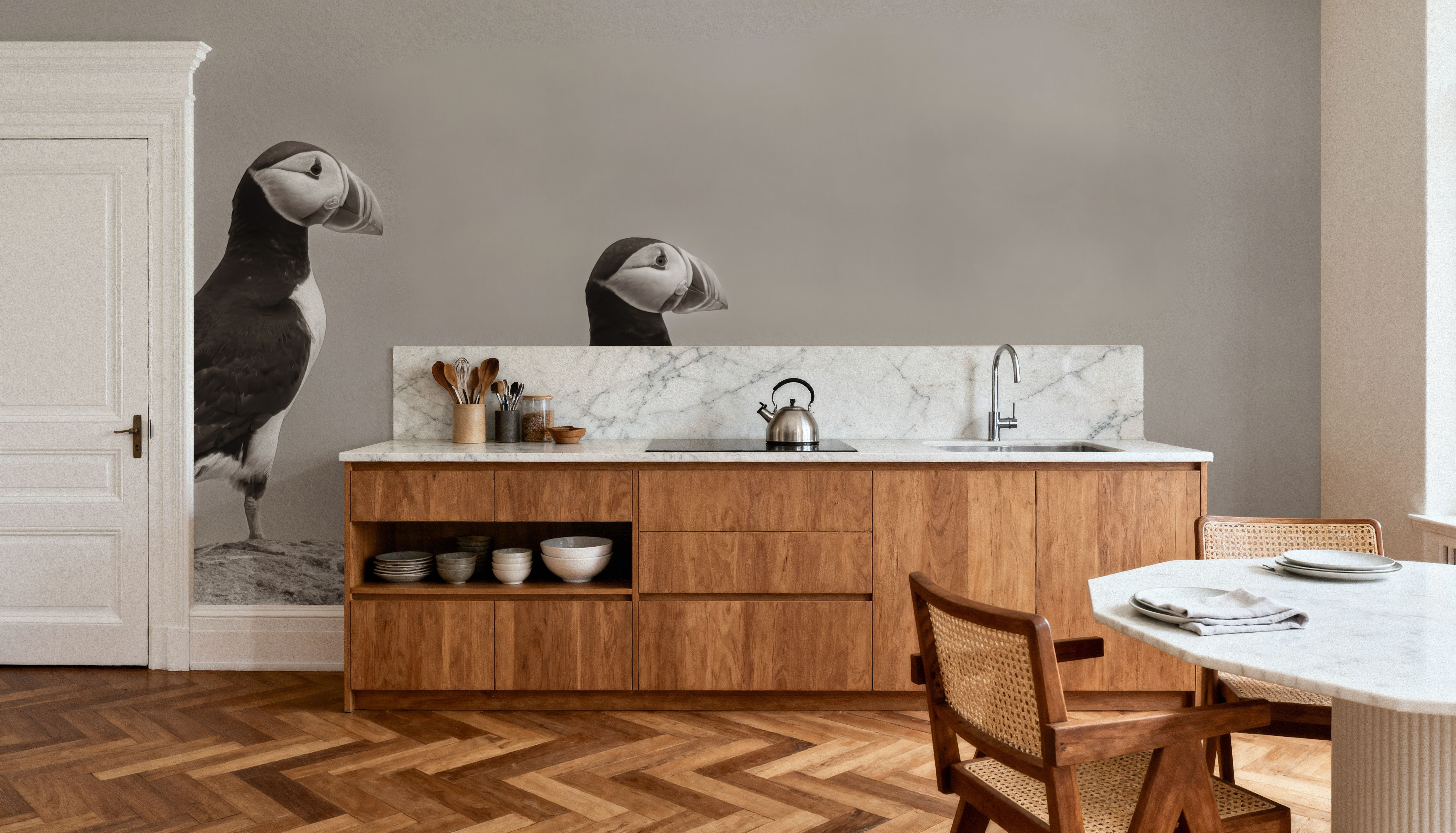 Atlantic Puffin Pair Sepia