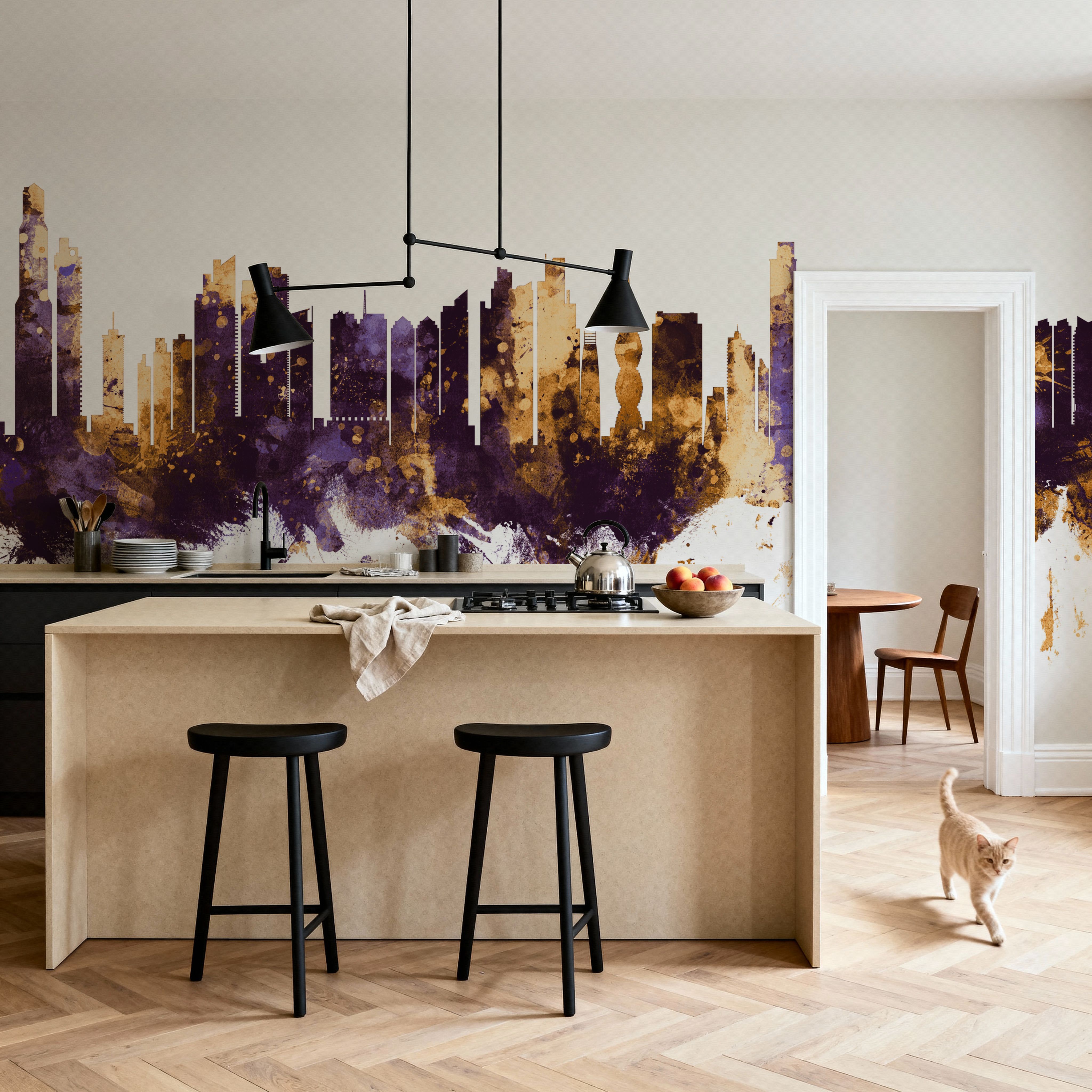 Panama City Skyline Purple & Gold
