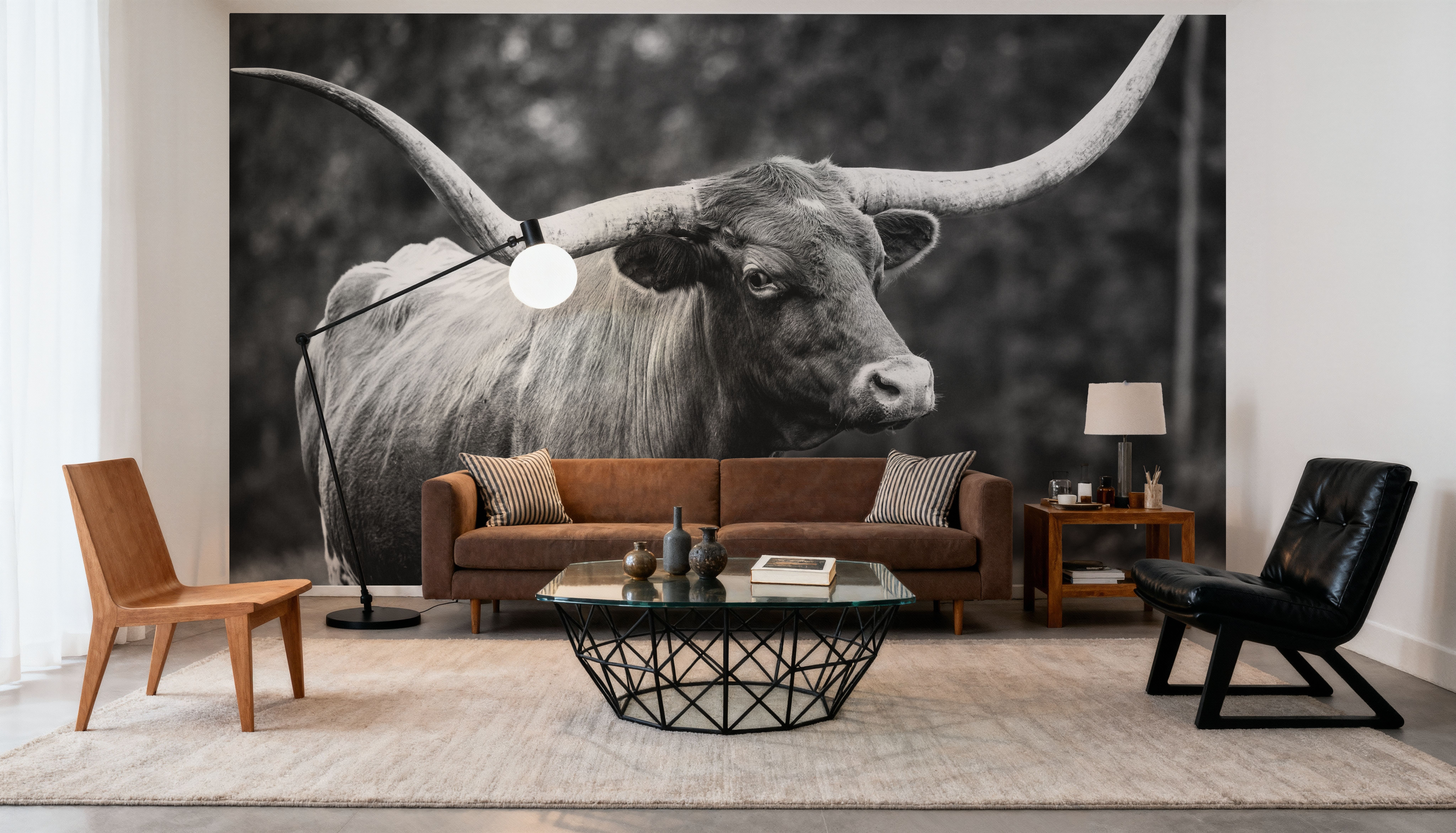 Longhorn Side Eye BW