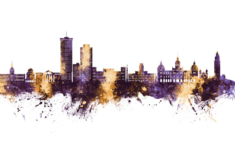 A Coruña Spain Skyline Purple & Gold