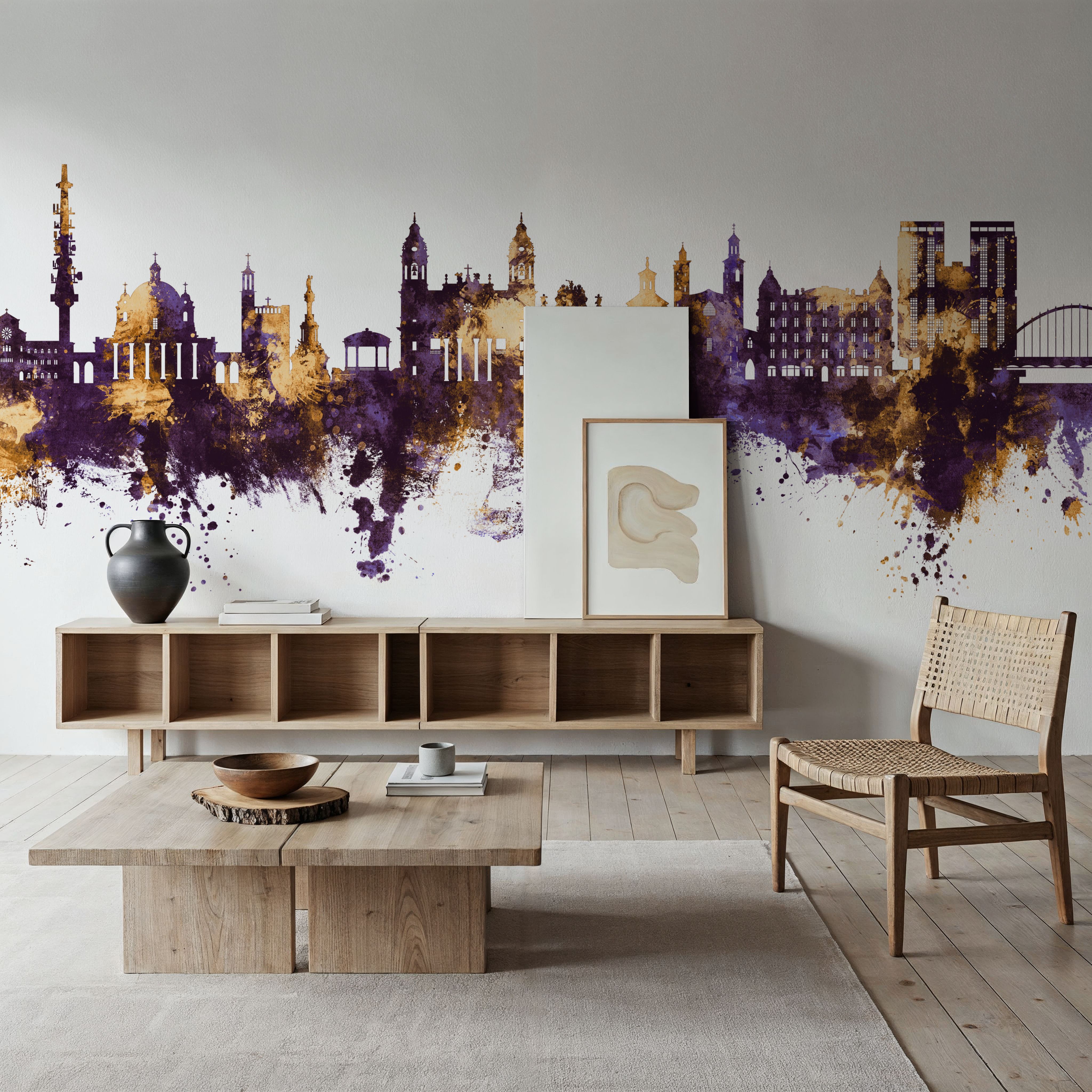 Pamplona Spain Skyline Purple & Gold