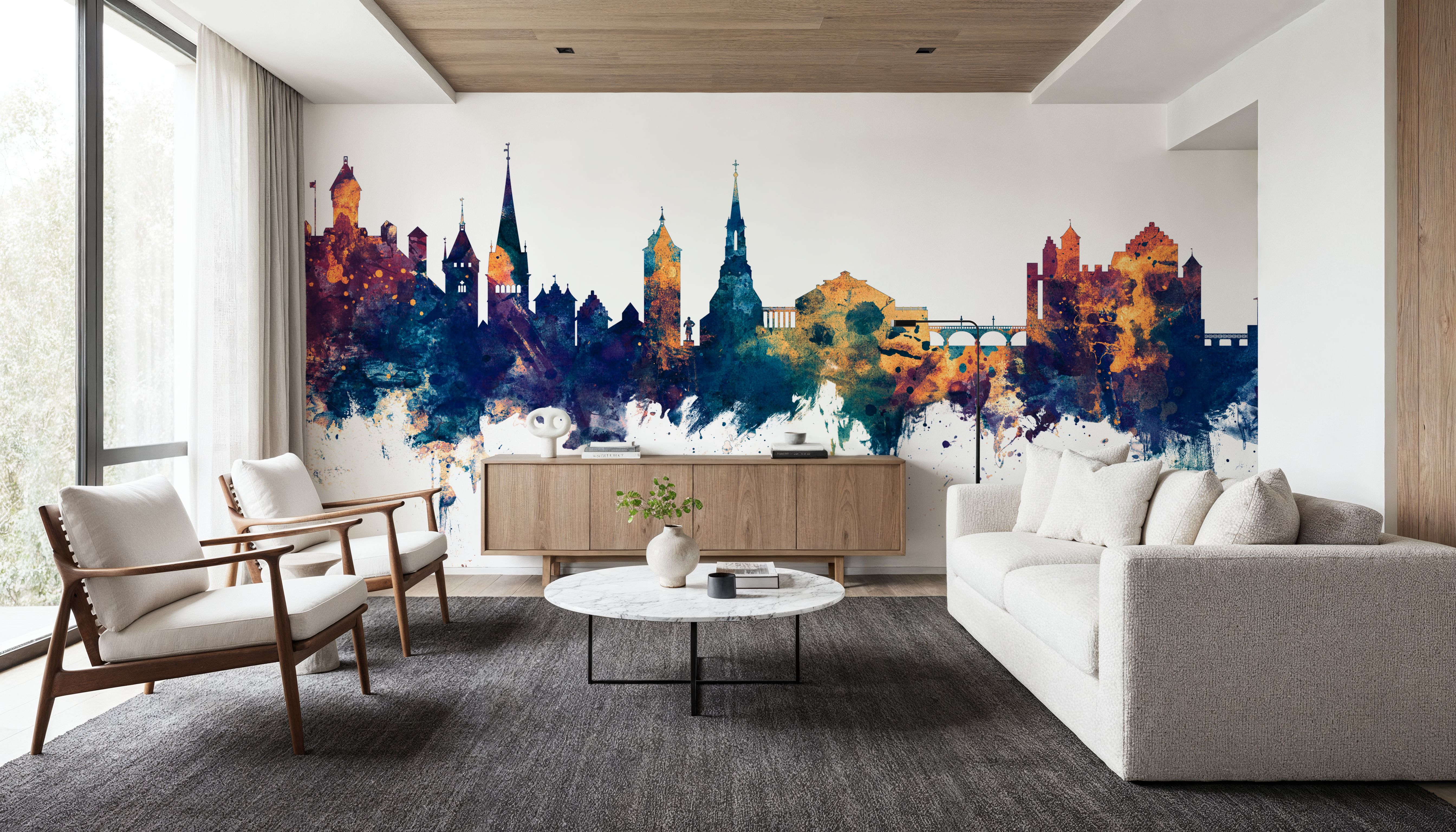 Schaffhausen Switzerland Skyline Blue & Bronze