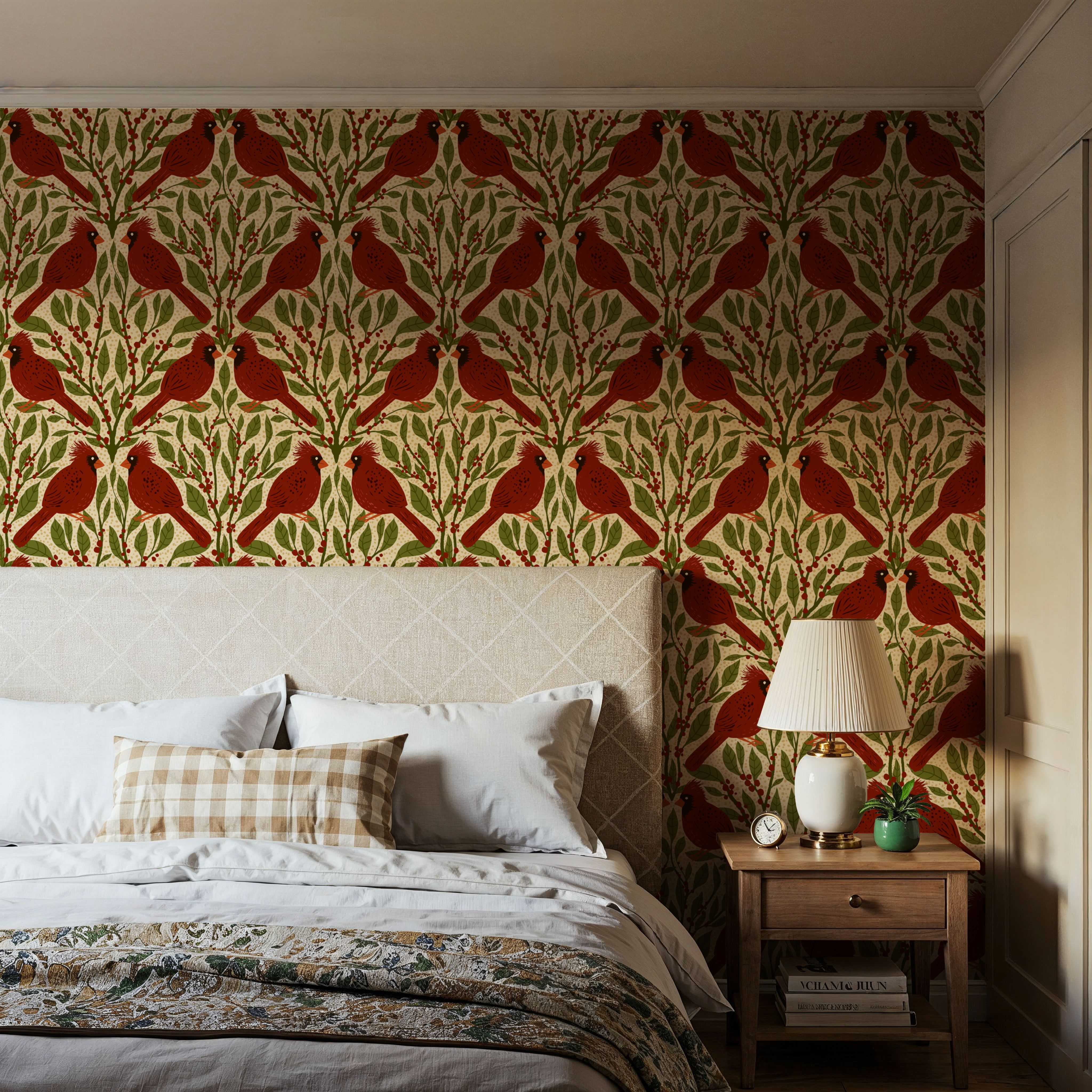 Cardinals & Winterberries, Vintage