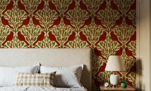 Cardinals & Winterberries, Vintage
