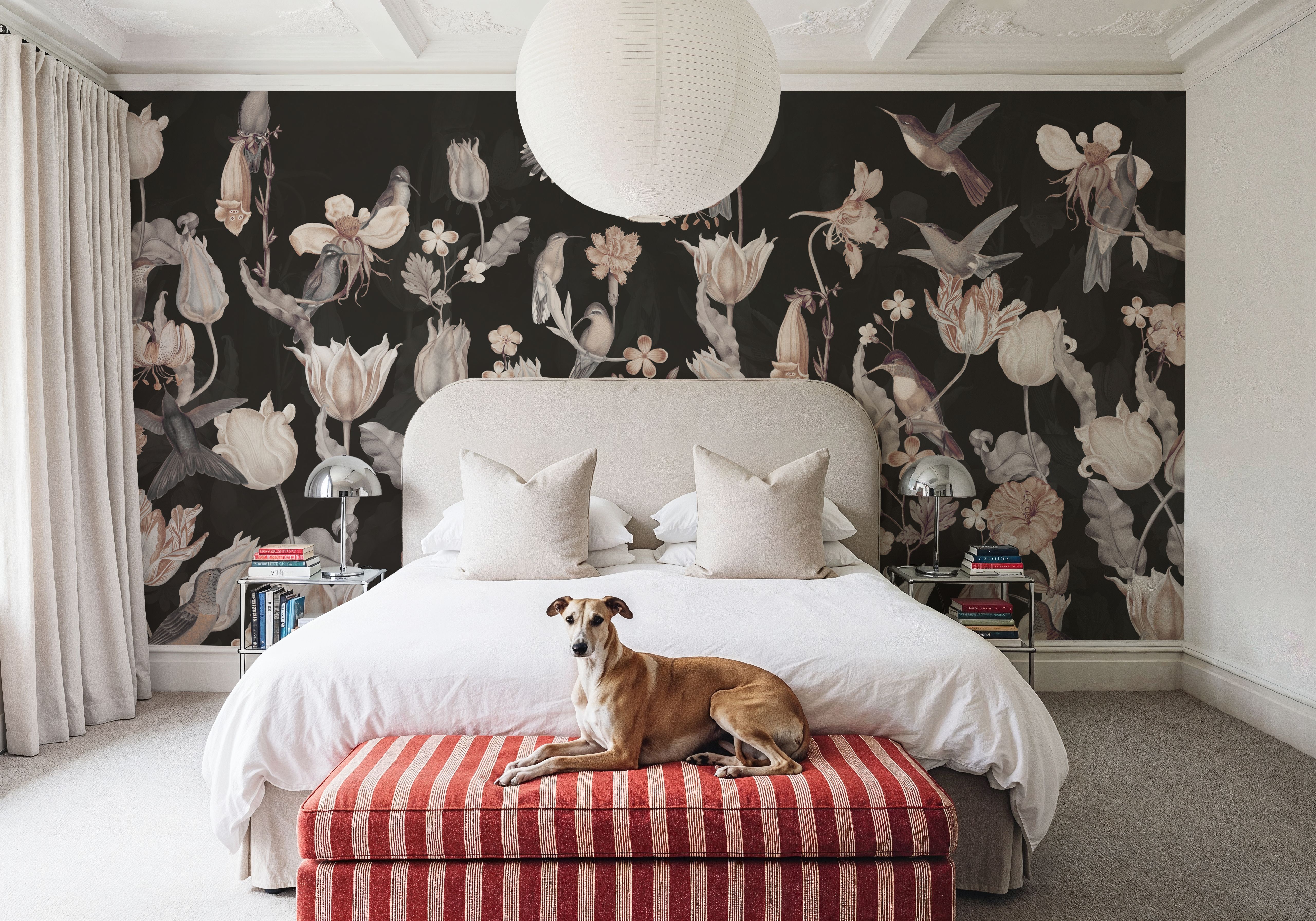 Tulips & Birds, Black
