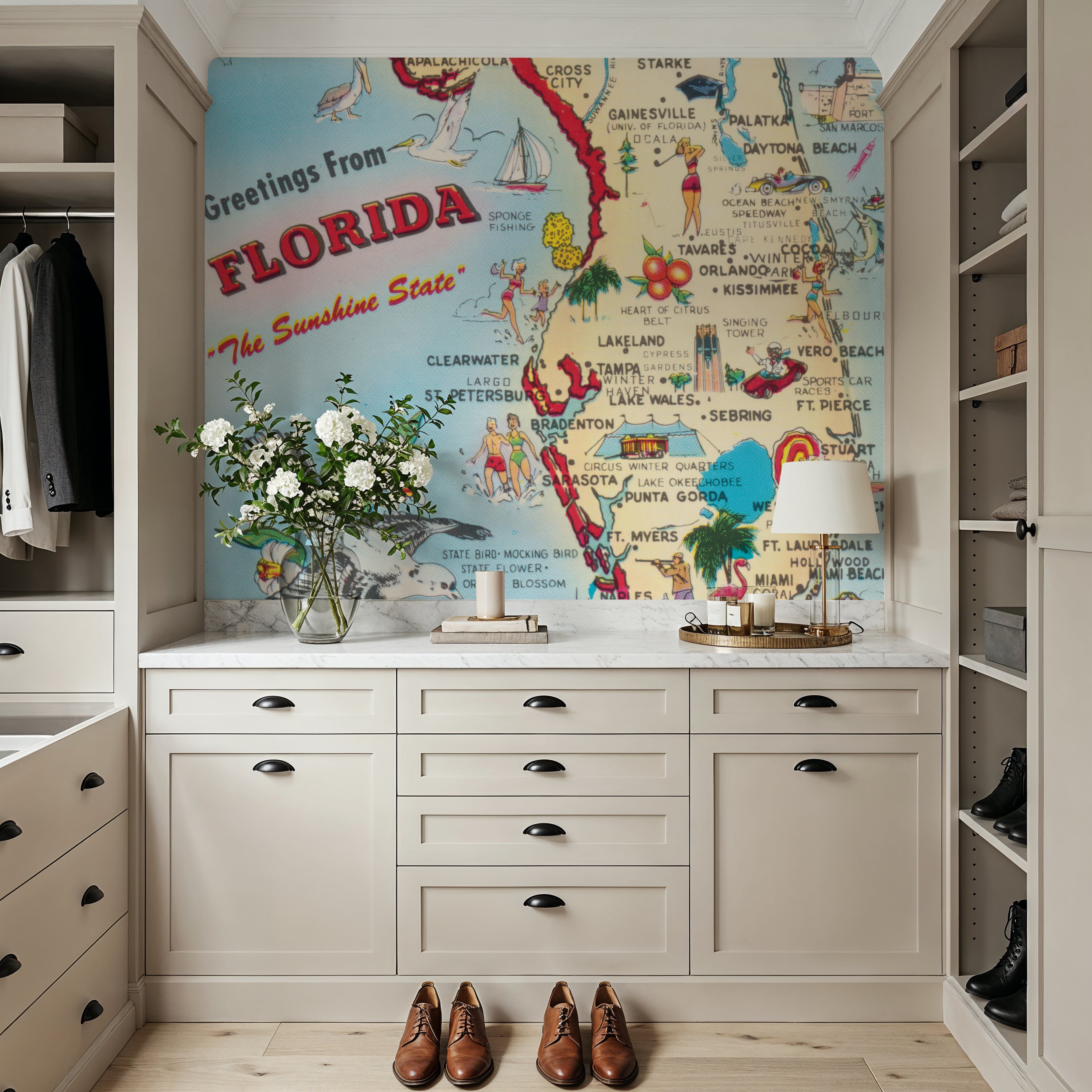 Vintage Florida Travel Map