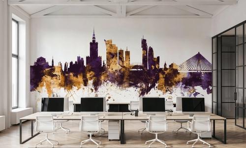 Warsaw Poland Skyline Purple & Gold