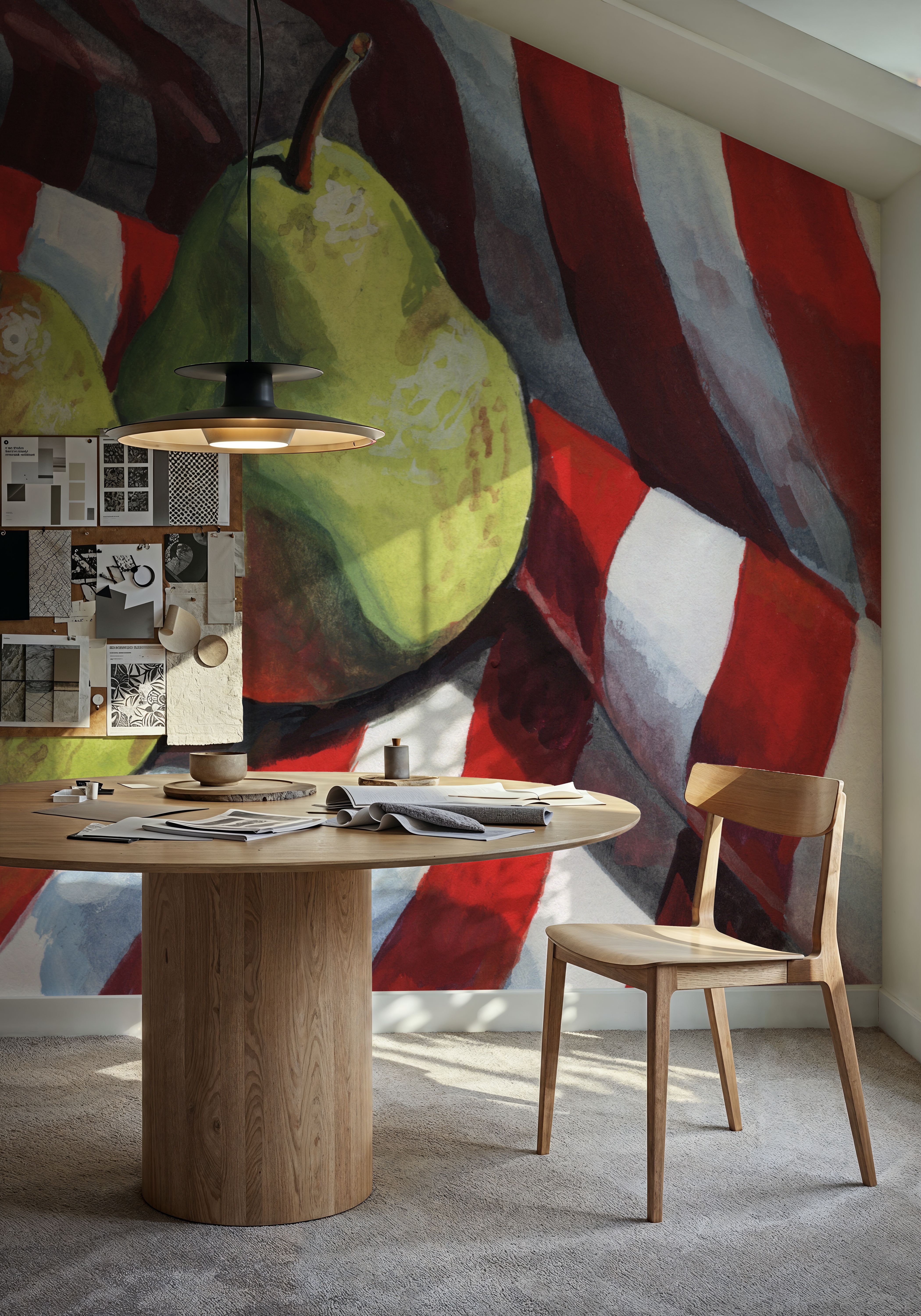 Two Pears on a Striped Cloth