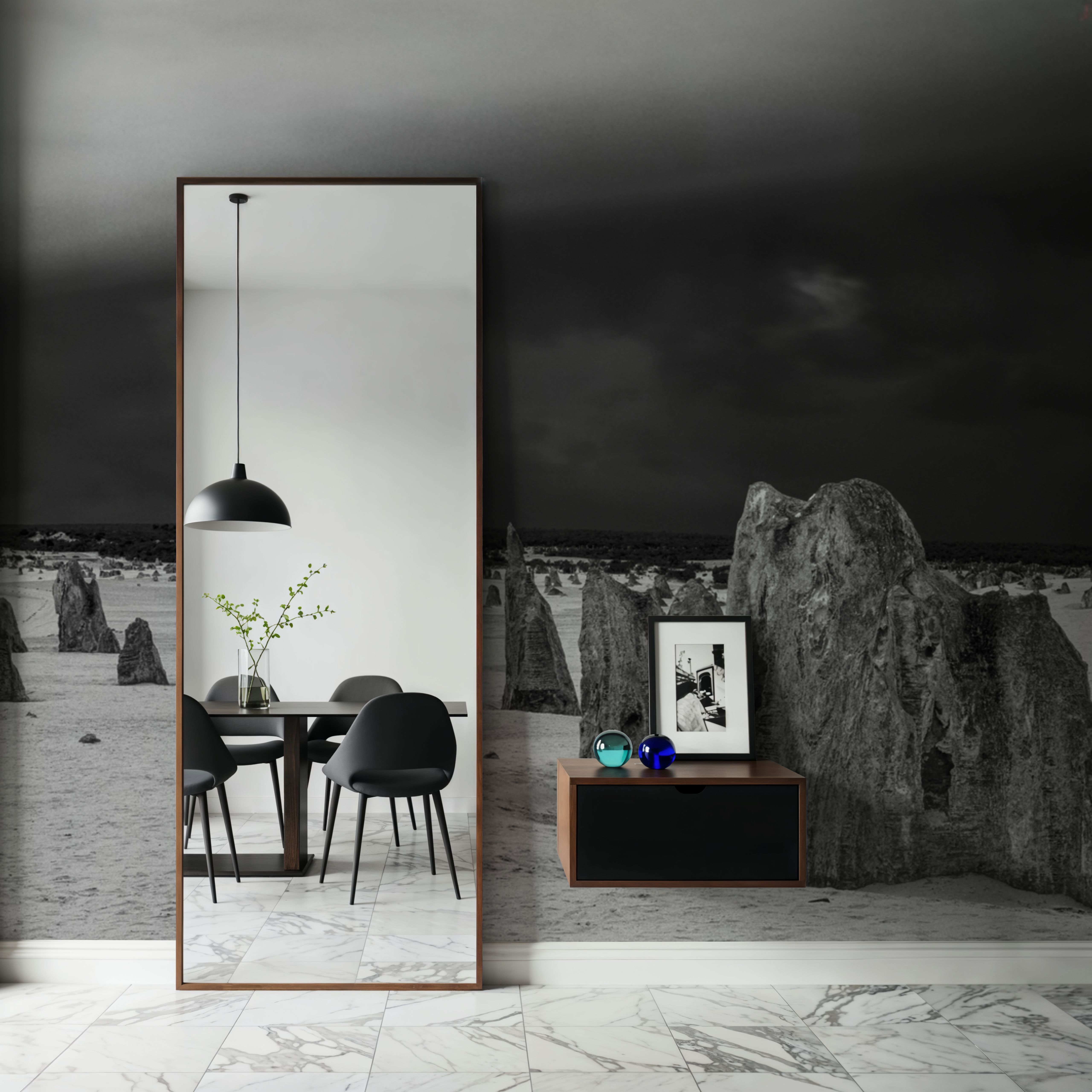 Storm Clouds and Rocks BW