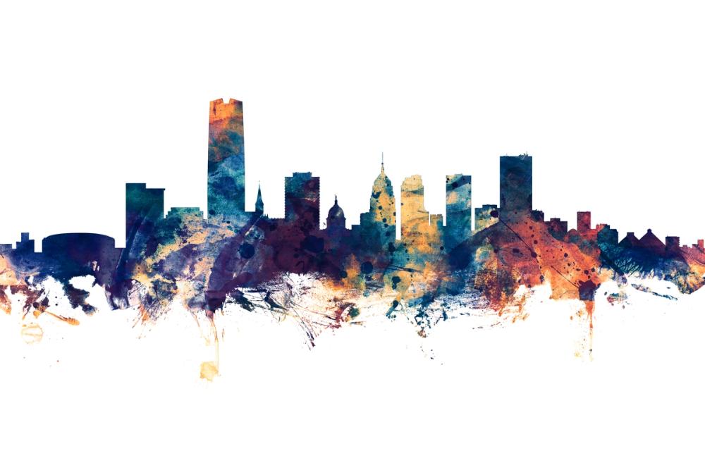 Oklahoma City Skyline Blue & Bronze