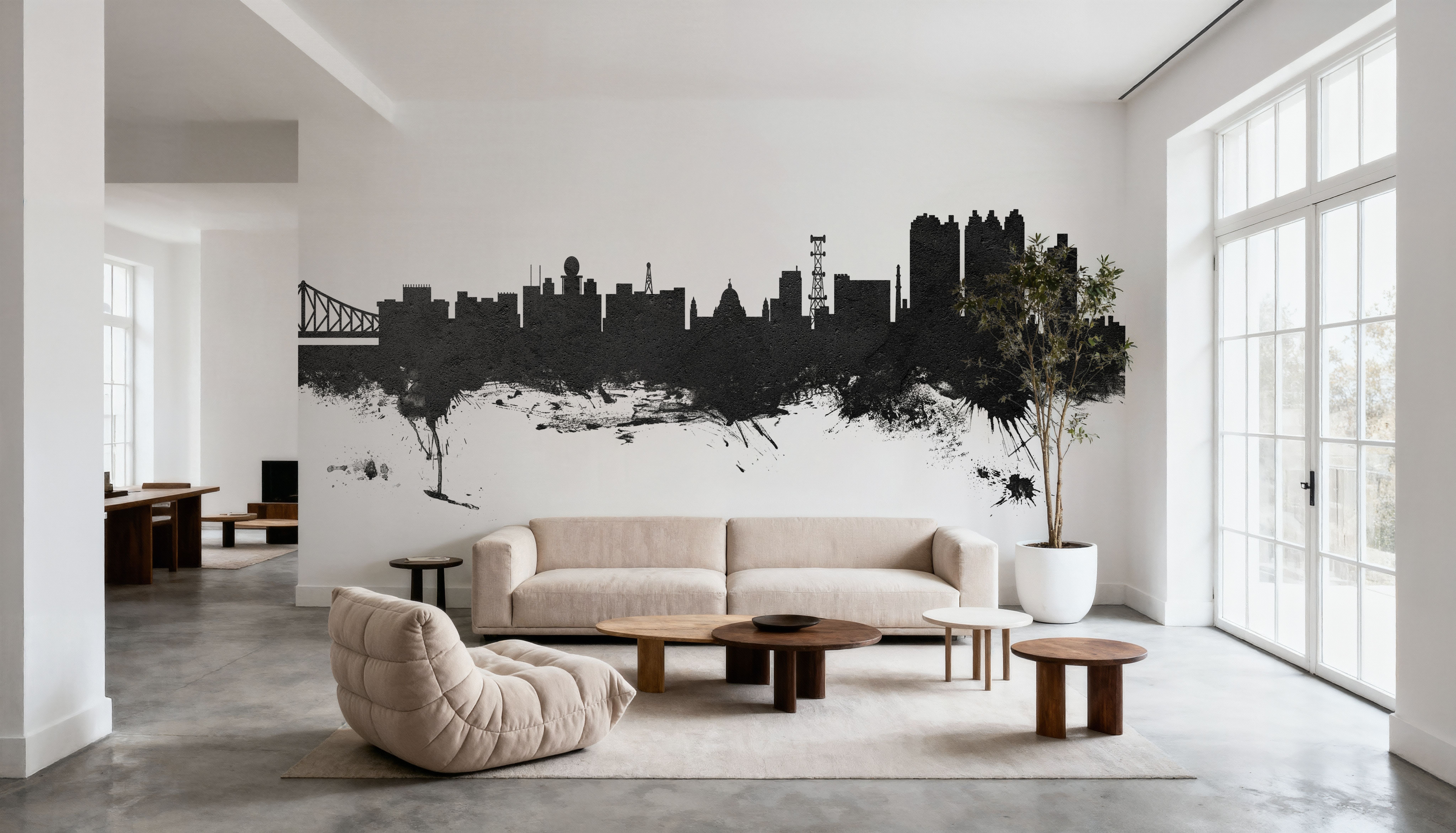 Kolkata (Calcutta) India Skyline Black & White