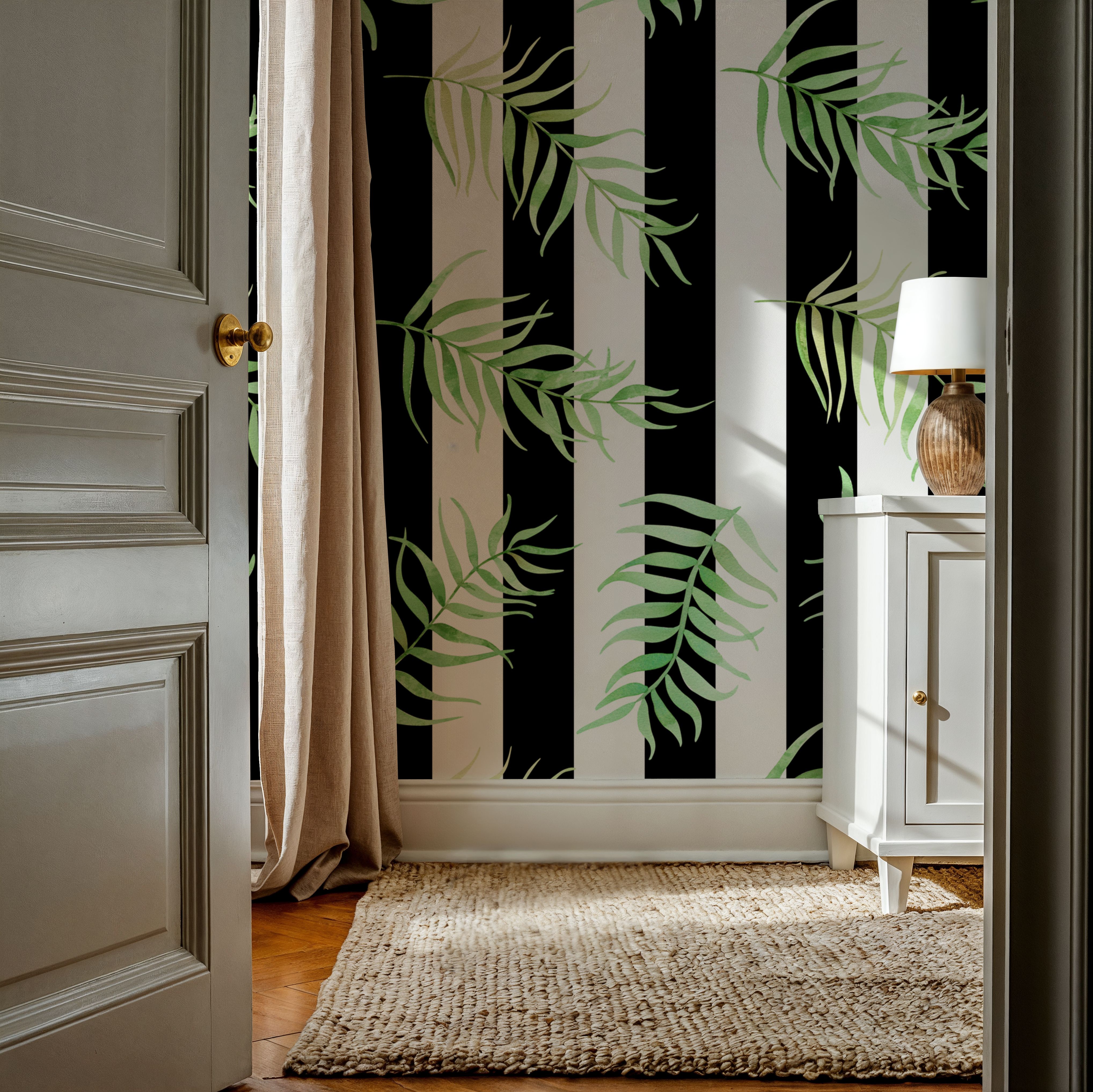 Black & White Stripe Leaves