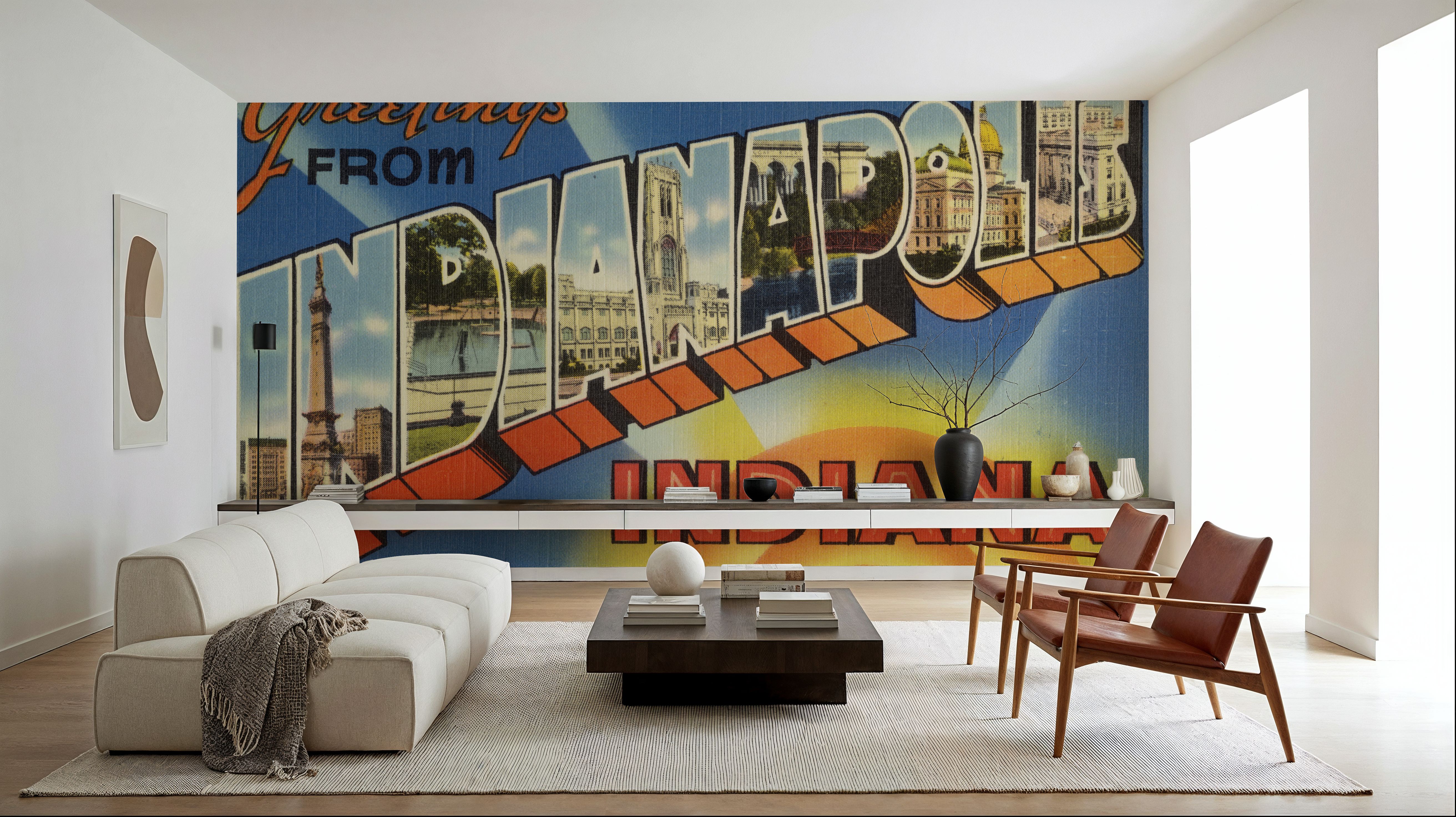 Greetings from Indianapolis - Screenprint Postcard, Wallpaper