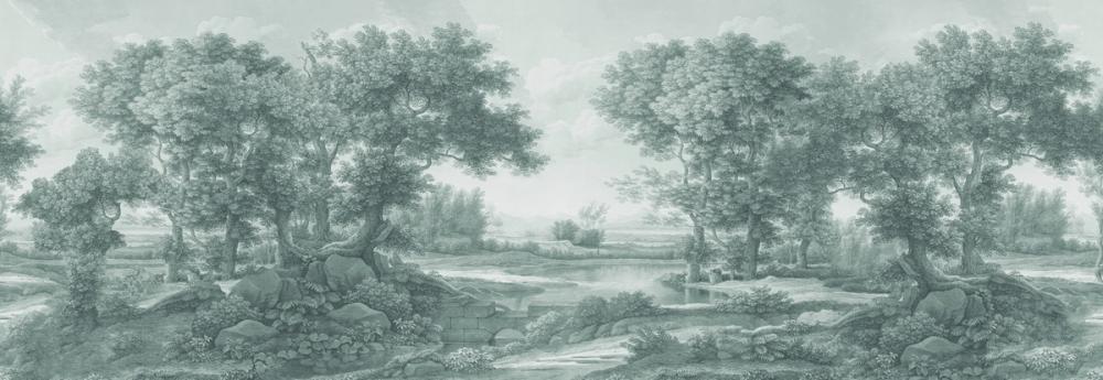 Riverbank Oak Landscape, Forest Green