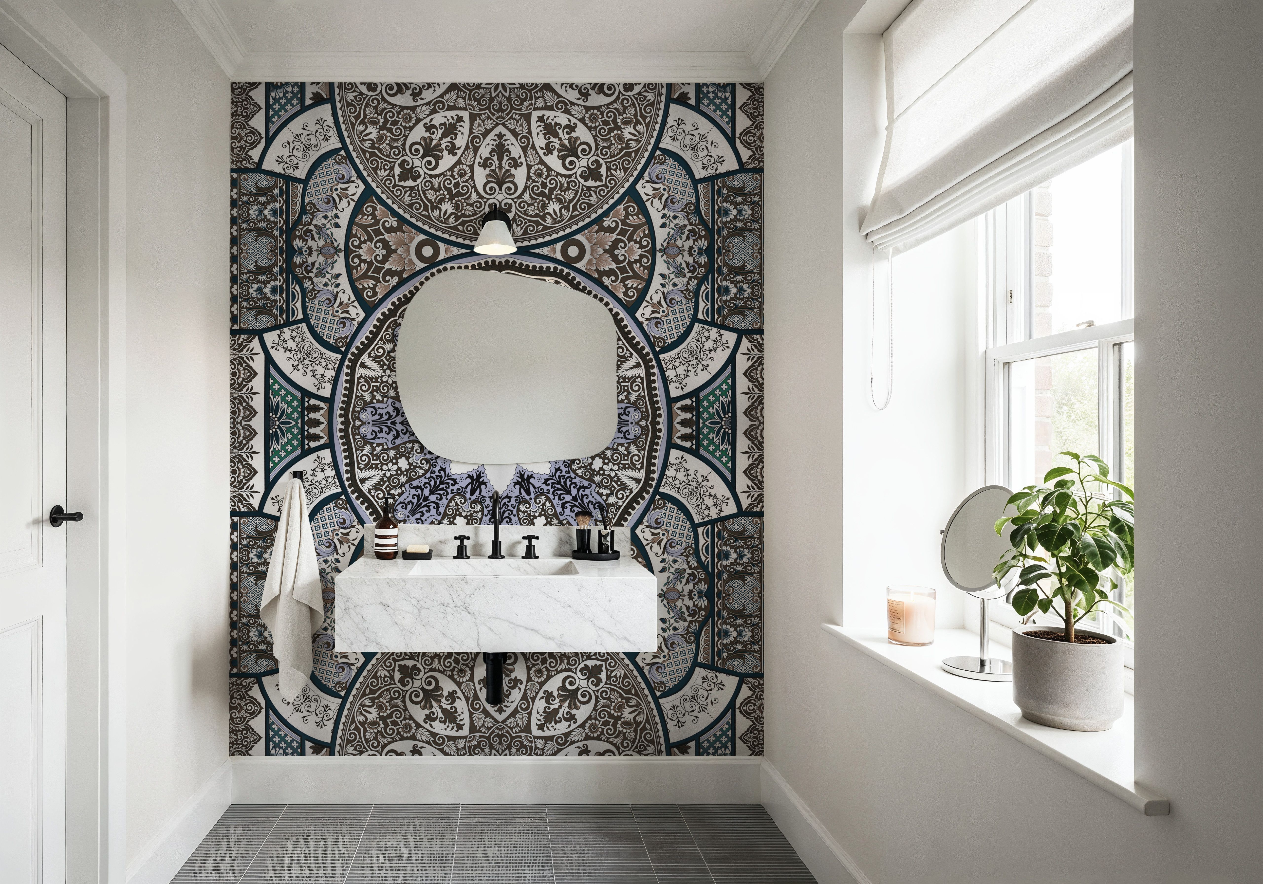 Eastern Tales, Brown & Lavender, Wallpaper