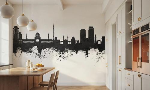 Damascus Syria Skyline Black & White