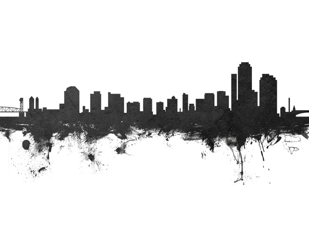 Wilmington Delaware Skyline Black & White