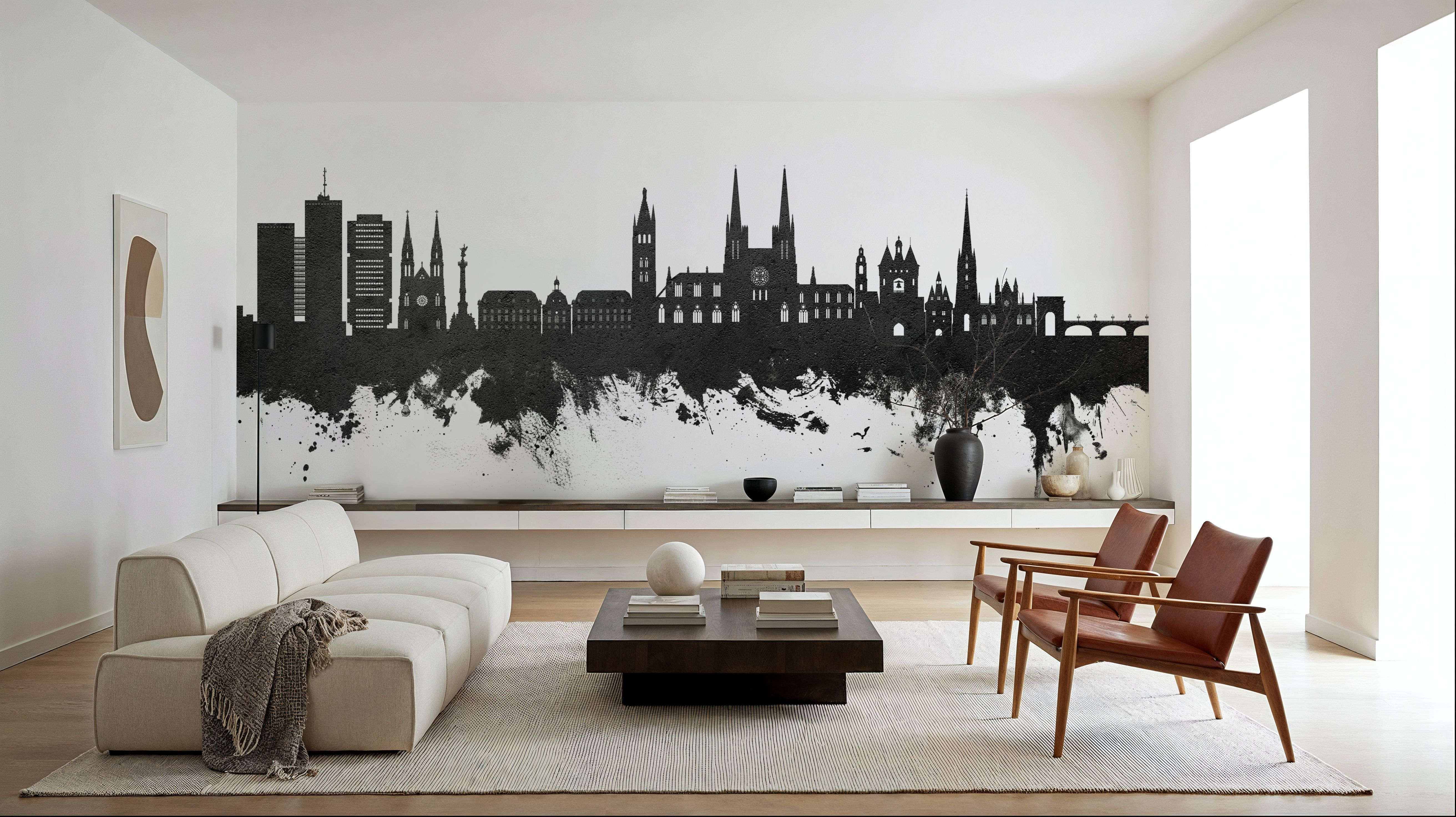 Bordeaux France Skyline Black & White, Tapeten