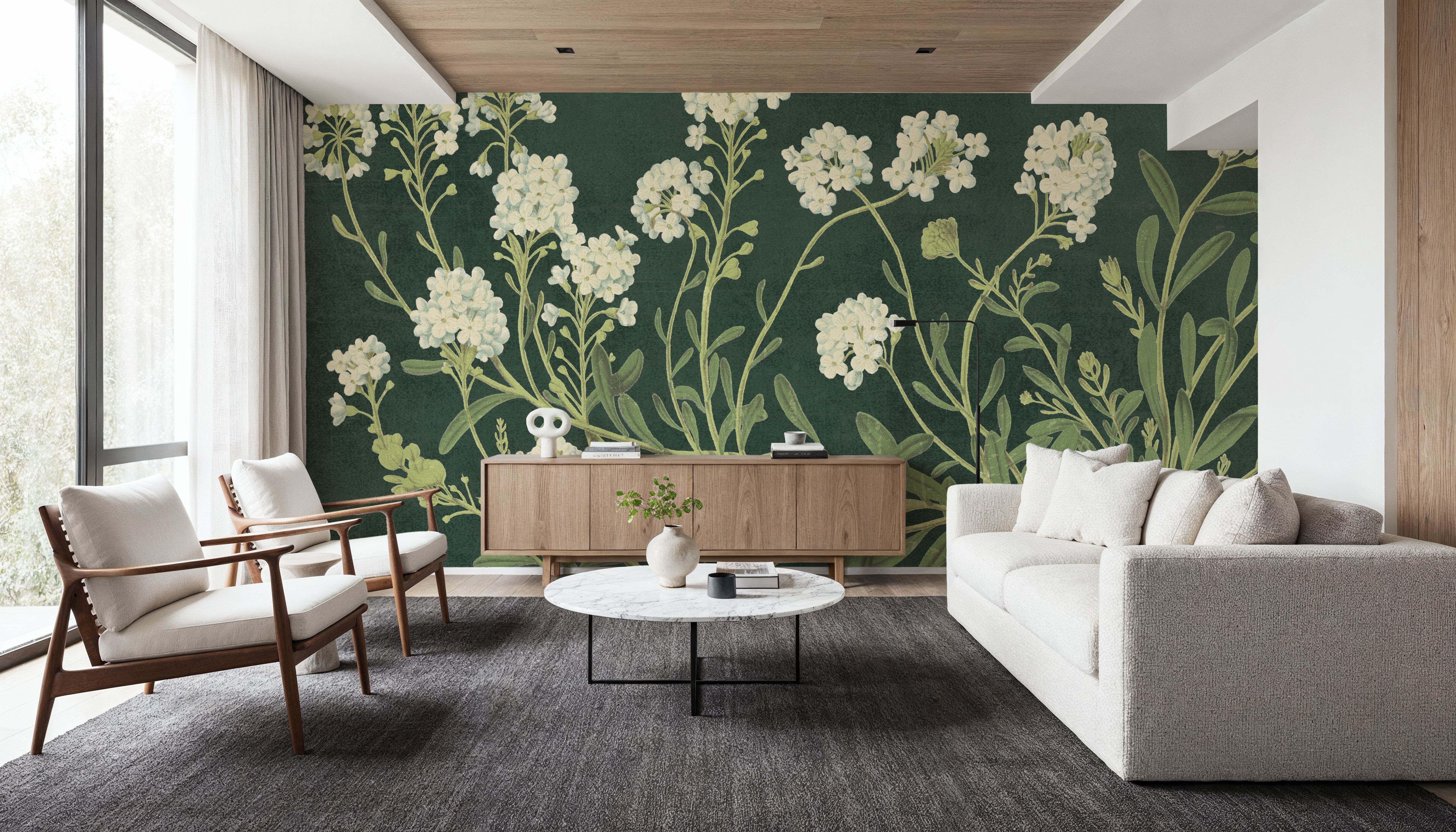 Vintage Flowers on Green