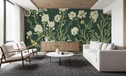 Vintage Flowers on Green
