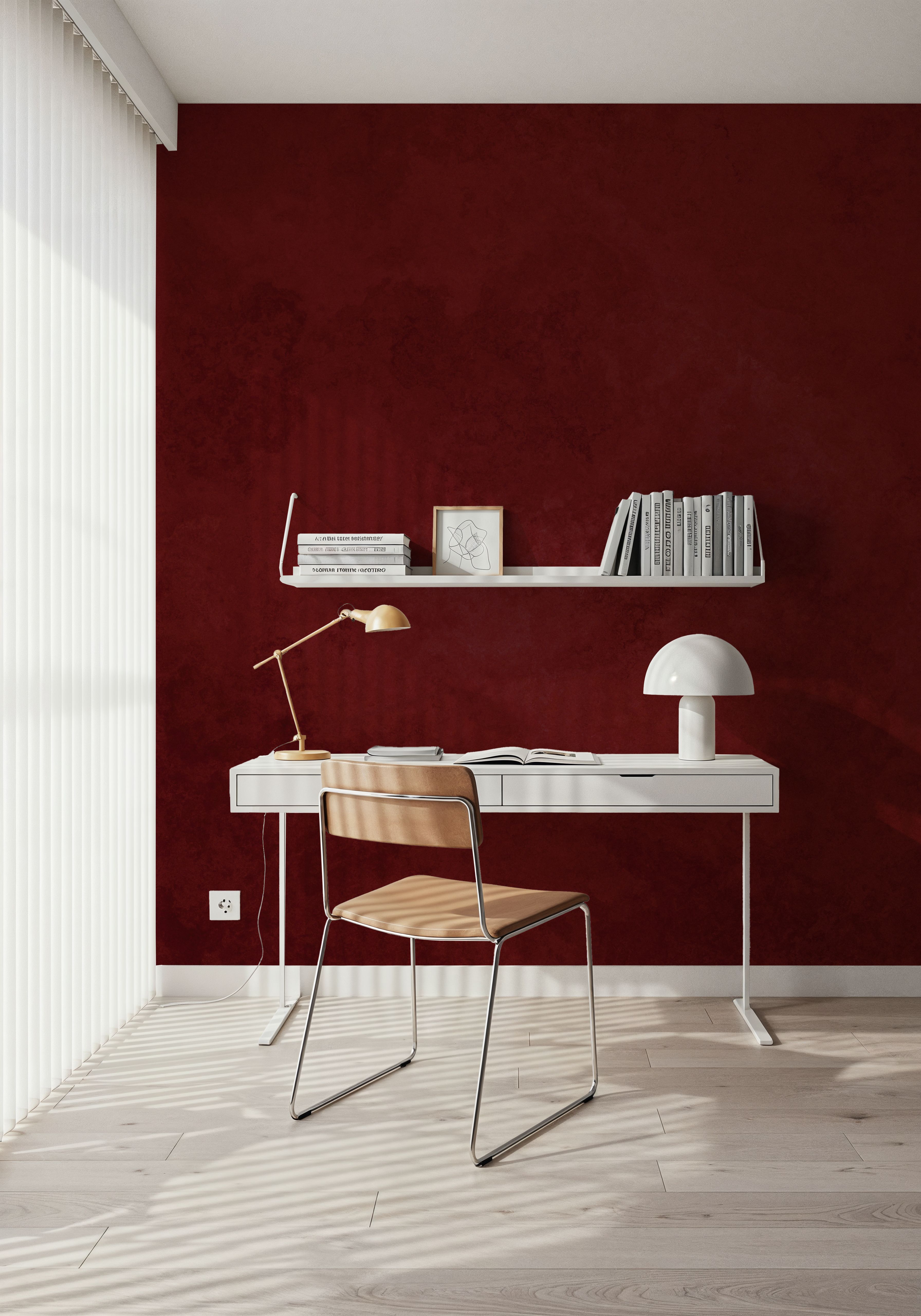 Subtle Plaster Wall, Cherry Red