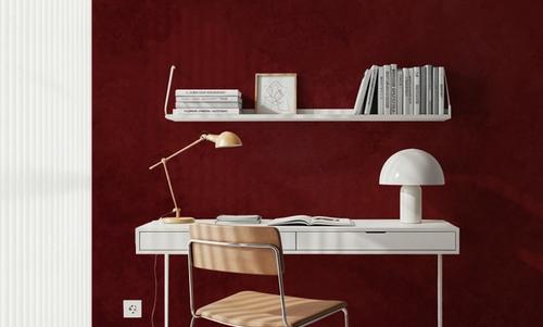 Subtle Plaster Wall, Cherry Red