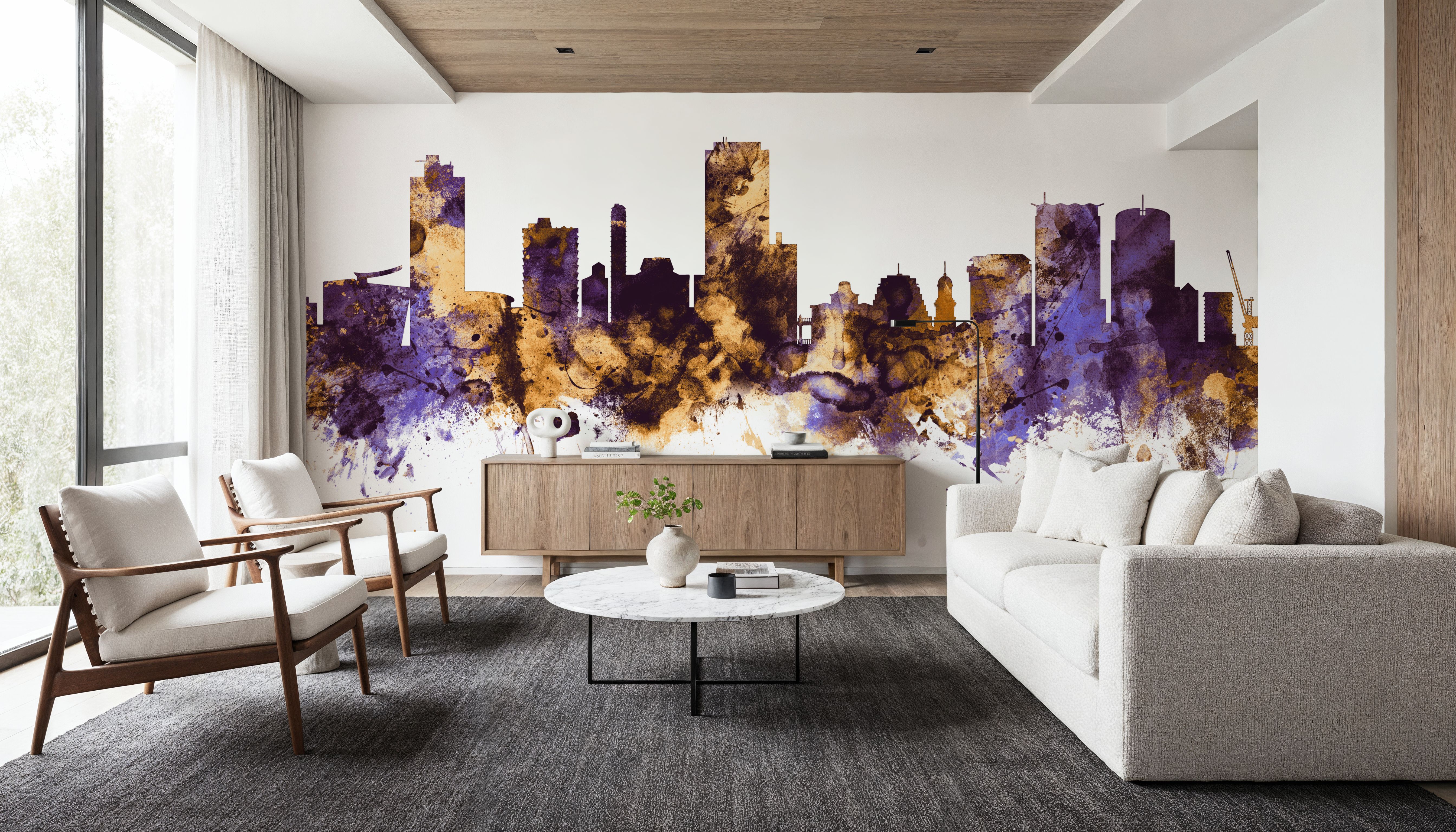 Wellington New Zealand Skyline Purple & Gold