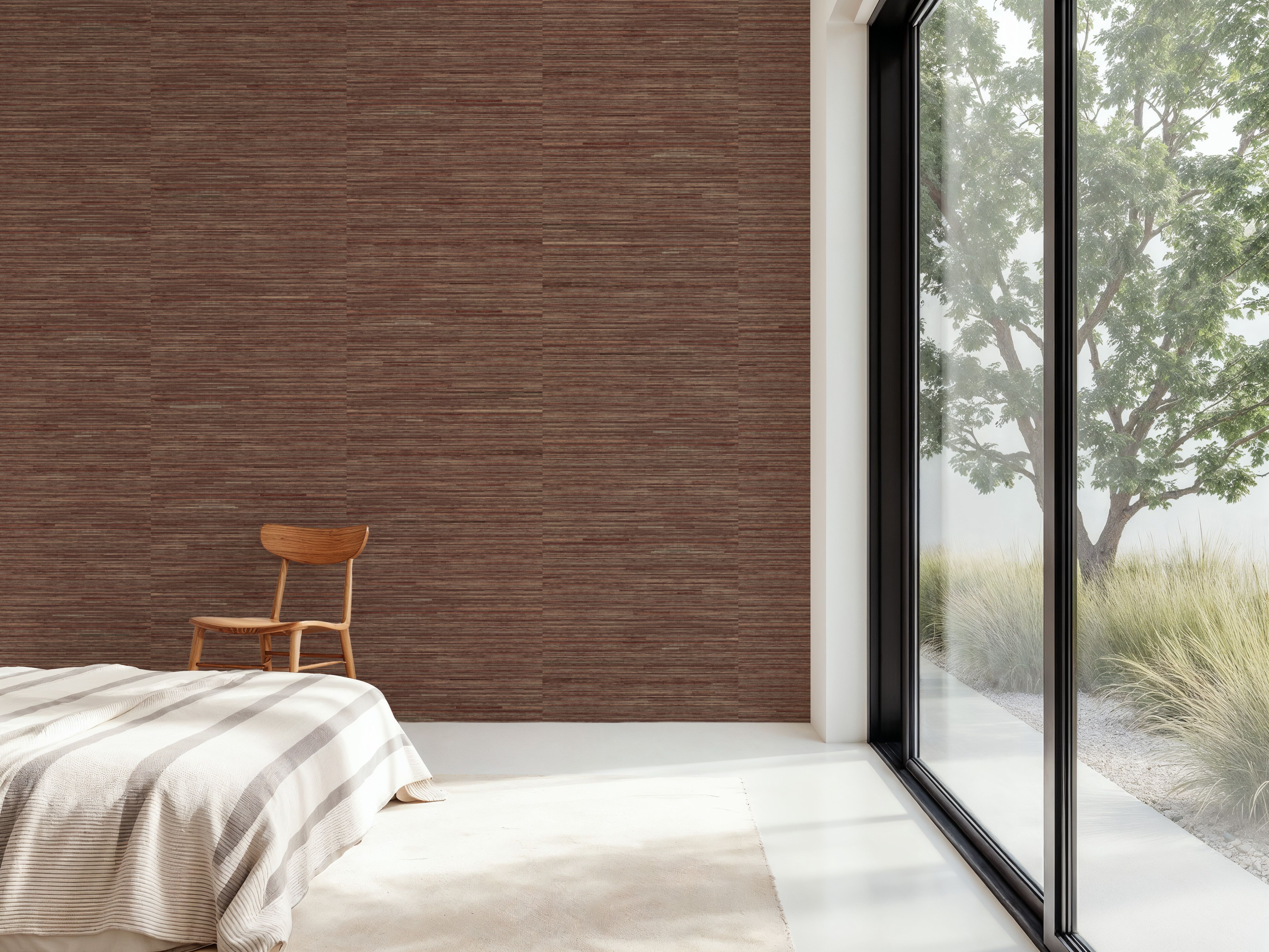 Faux Grasscloth with Visible Seams, Rosewood
