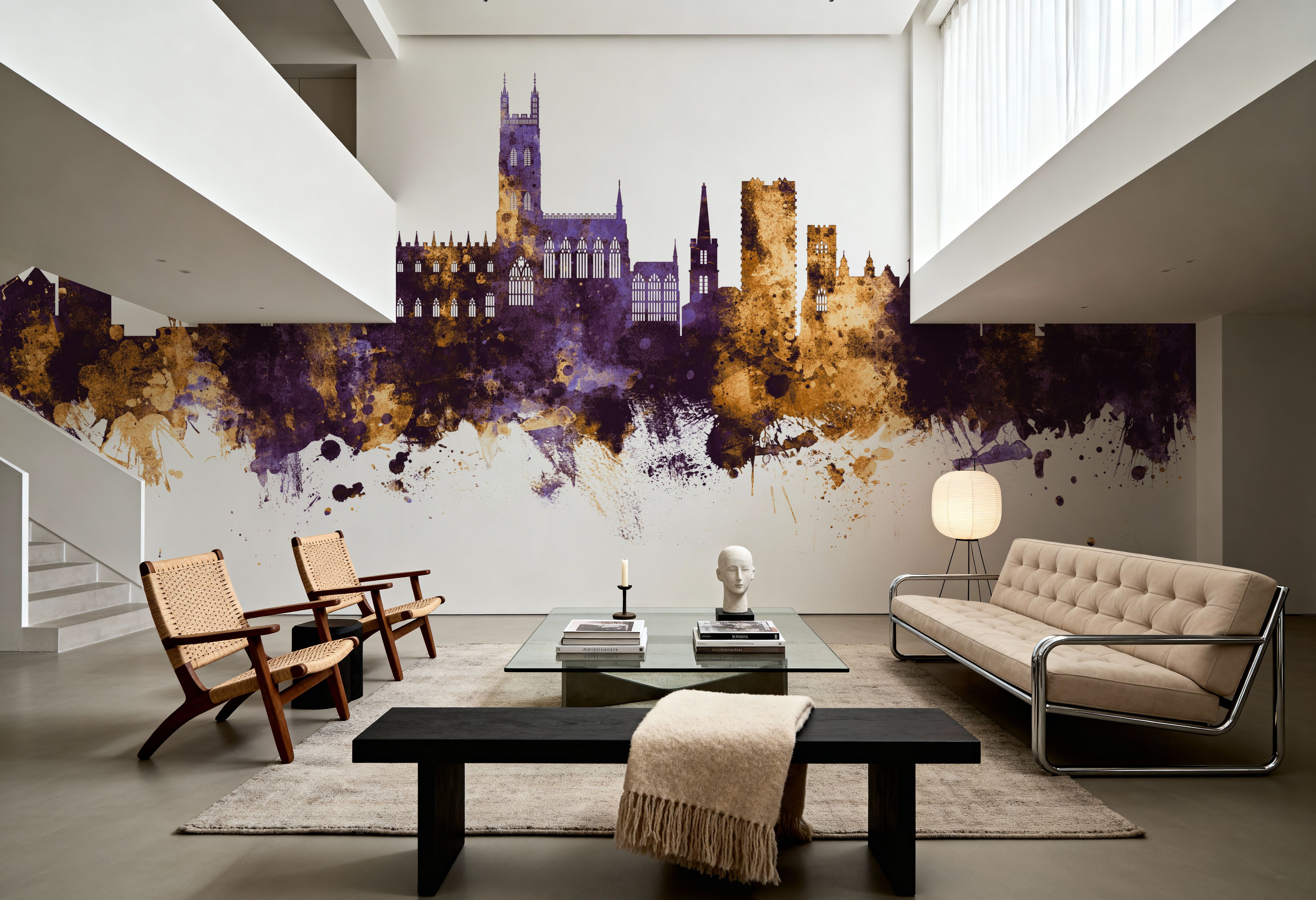 Gloucester England Skyline Purple & Gold